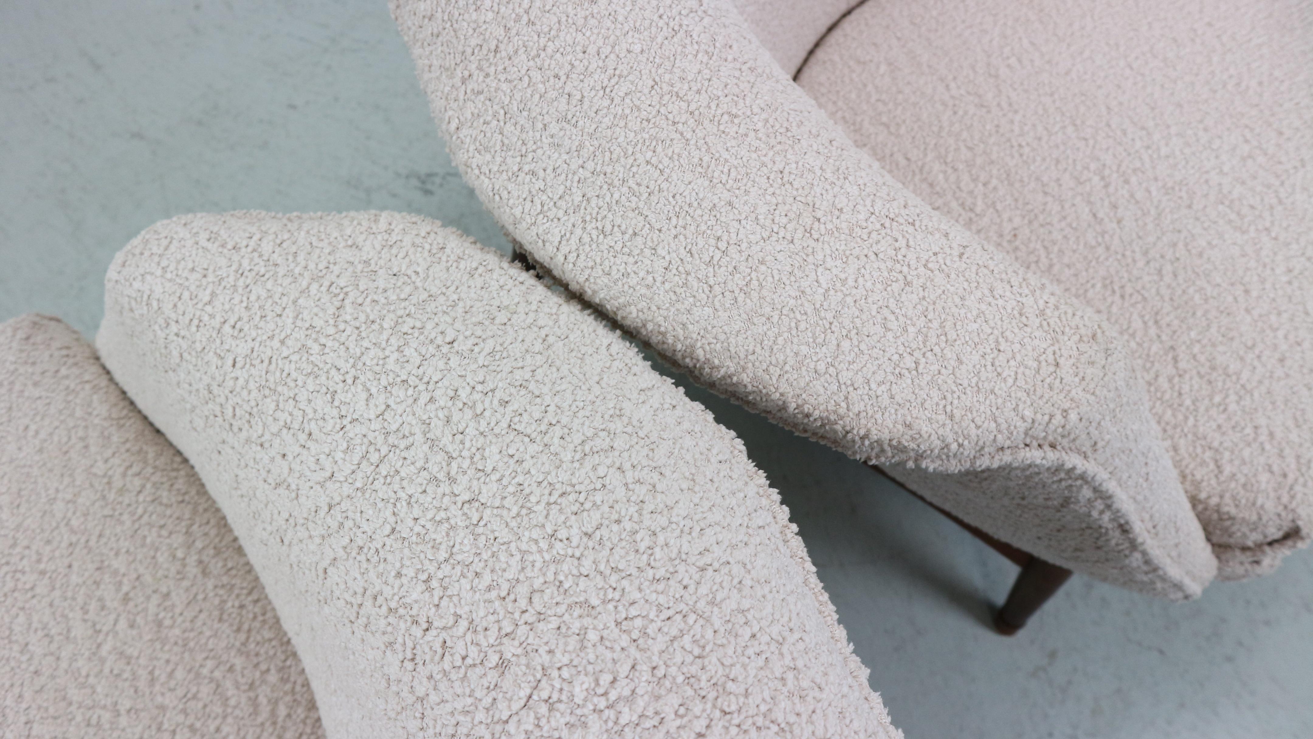 Pair of Mid-Century Modern Boucle Fabric Armchairs by Julia Gaubek -  1950's For Sale 11