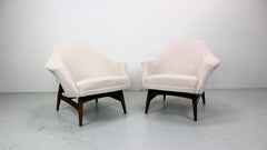 Pair of Mid-Century Modern Boucle Fabric Armchairs by Julia Gaubek -  1950's