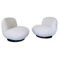 Pair of Mid-Century Modern Boucle Lounge Chairs