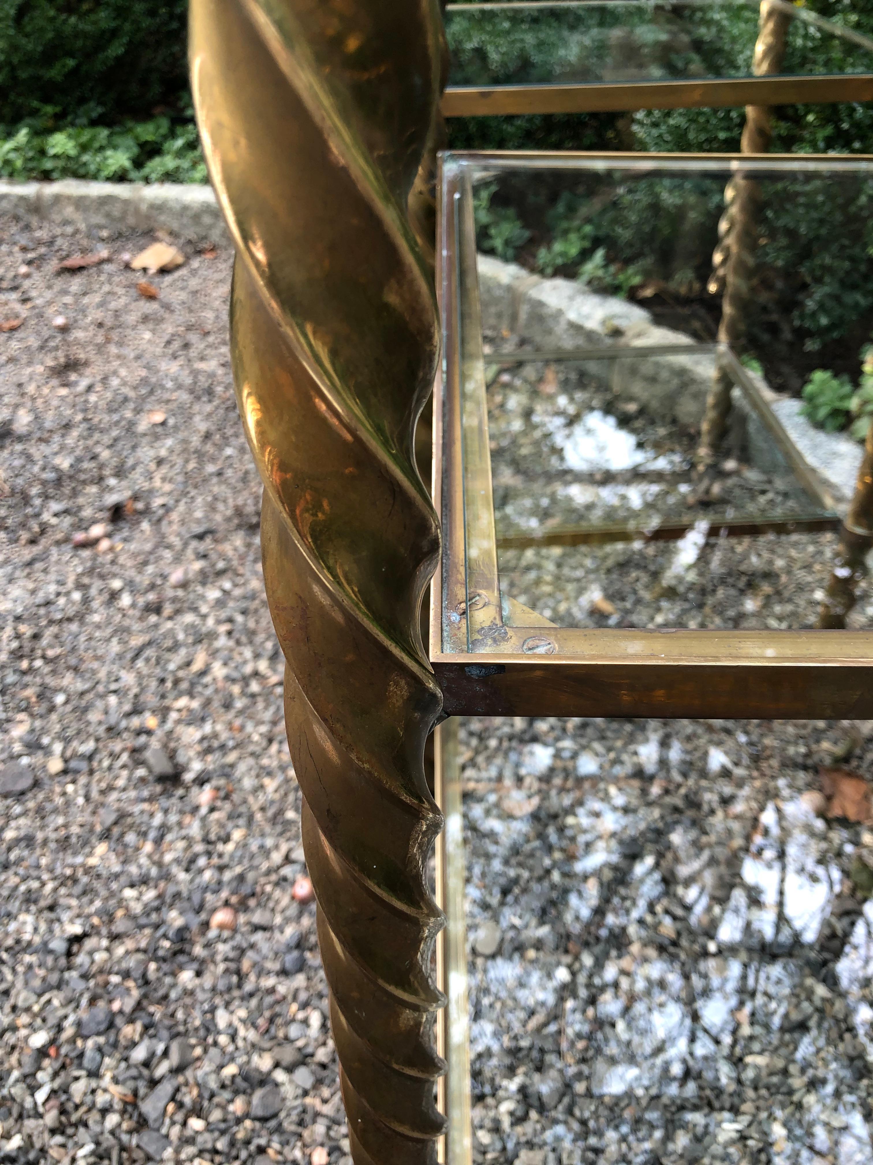 Pair of Mid-Century Modern Brass and Glass Multi Tiered Étagère Bookshelves 5