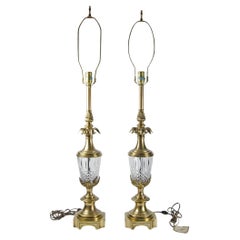 Pair of Mid-Century Modern Brass and Glass Table Lamps by Stiffel, United States