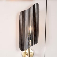 Mid-Century Modern Brass and Perforated Metal Sconce by Mathieu Mategot