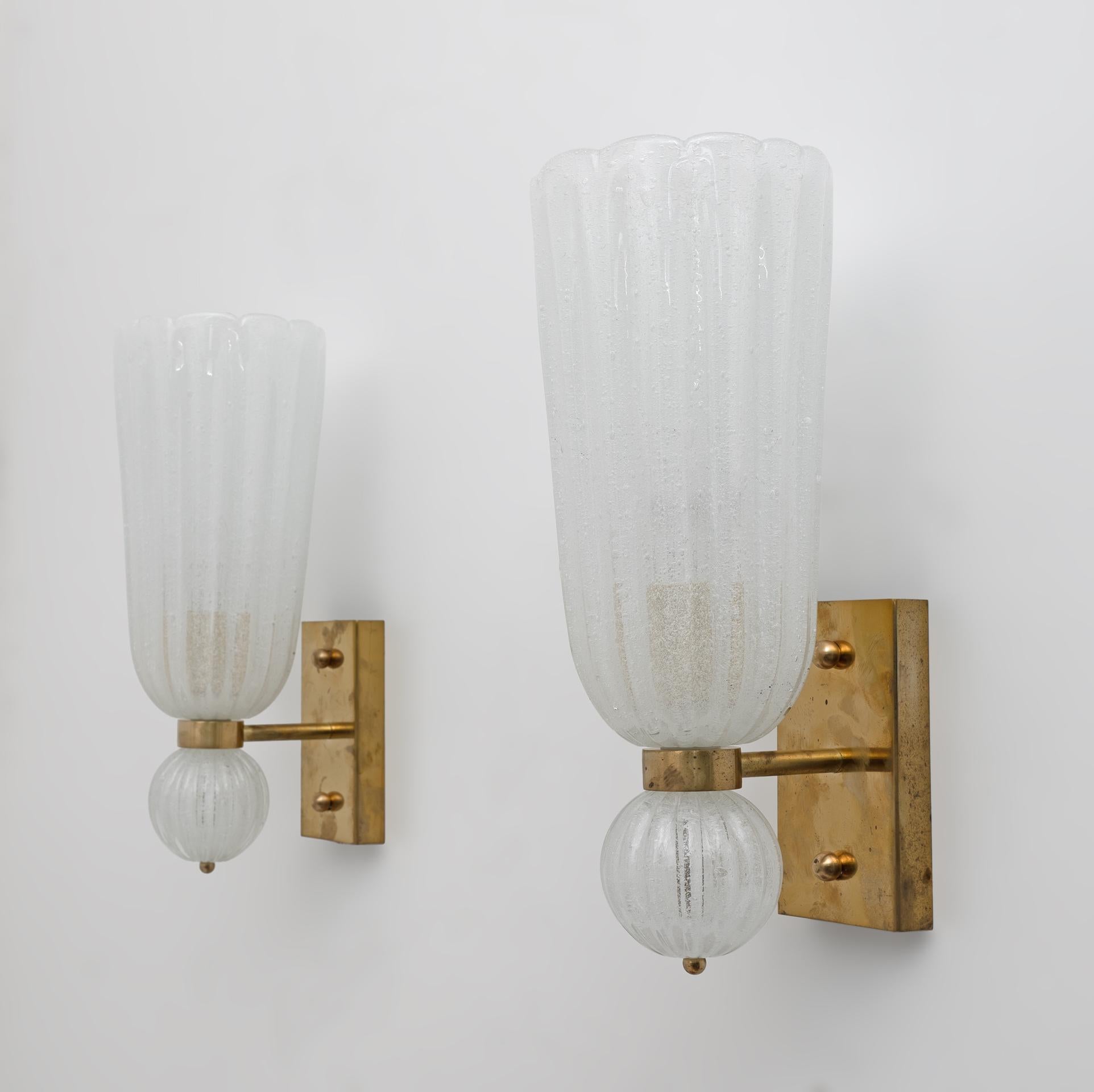 Beautiful set of two stunning brass wall lamps made with brass base and white 