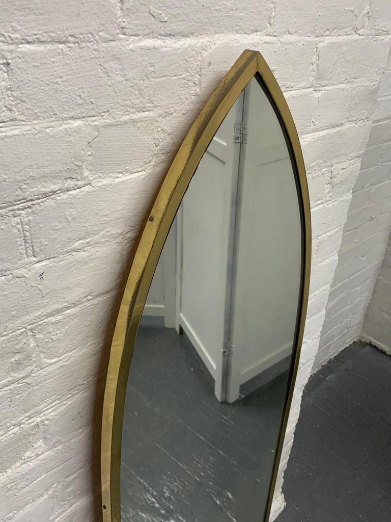 Pair of MidCentury Modern Brass Arched Mirrors For Sale at 1stDibs