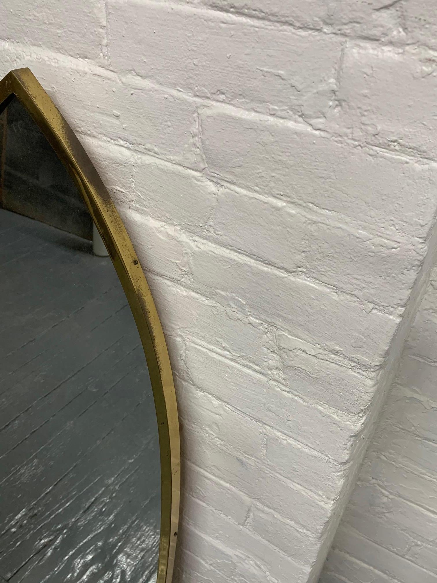 Mid-20th Century Pair of Mid-Century Modern Brass Arched Mirrors For Sale
