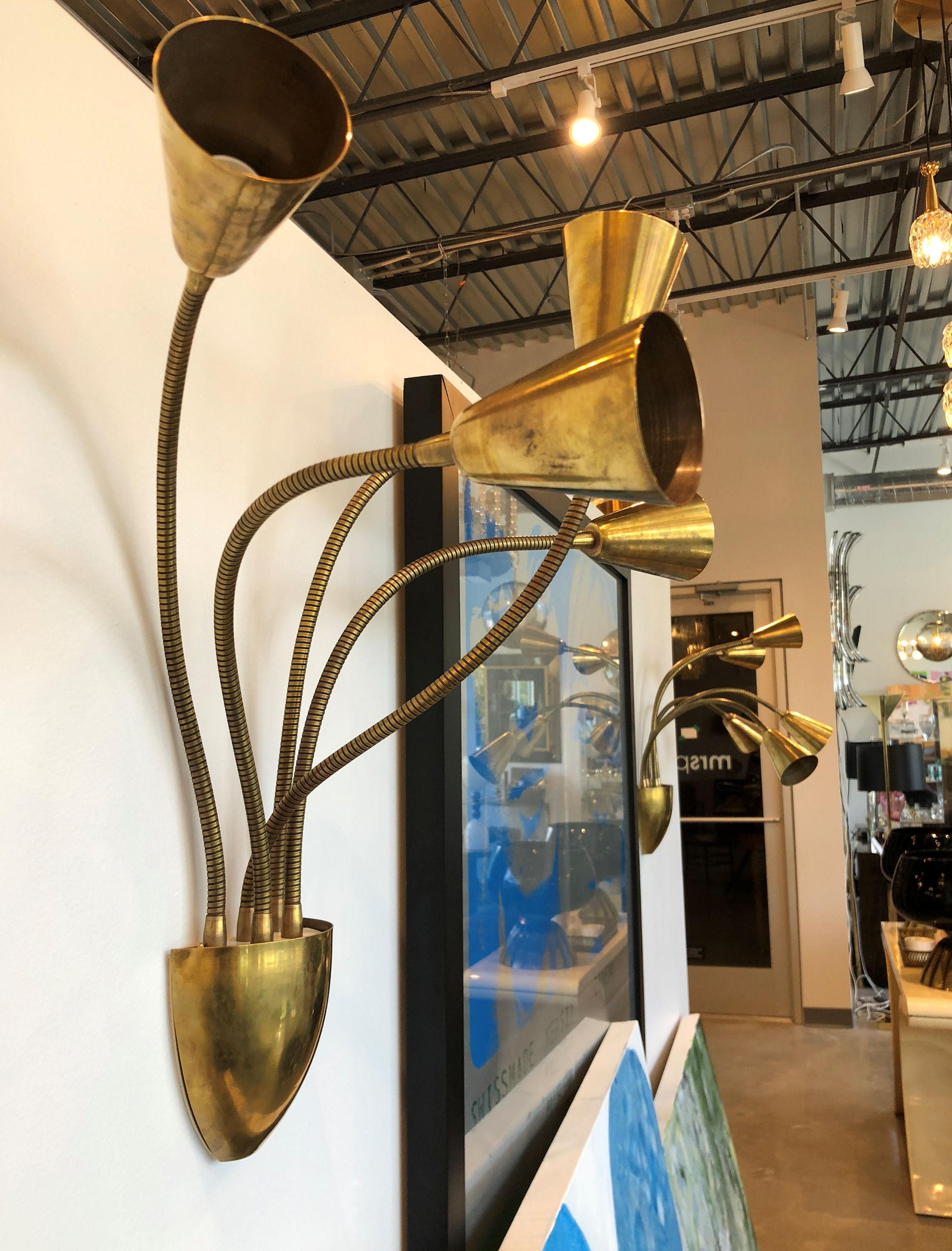 Pair of Mid-Century Modern Brass Articulated Sconces, by Sarfatti for Arteluce 3