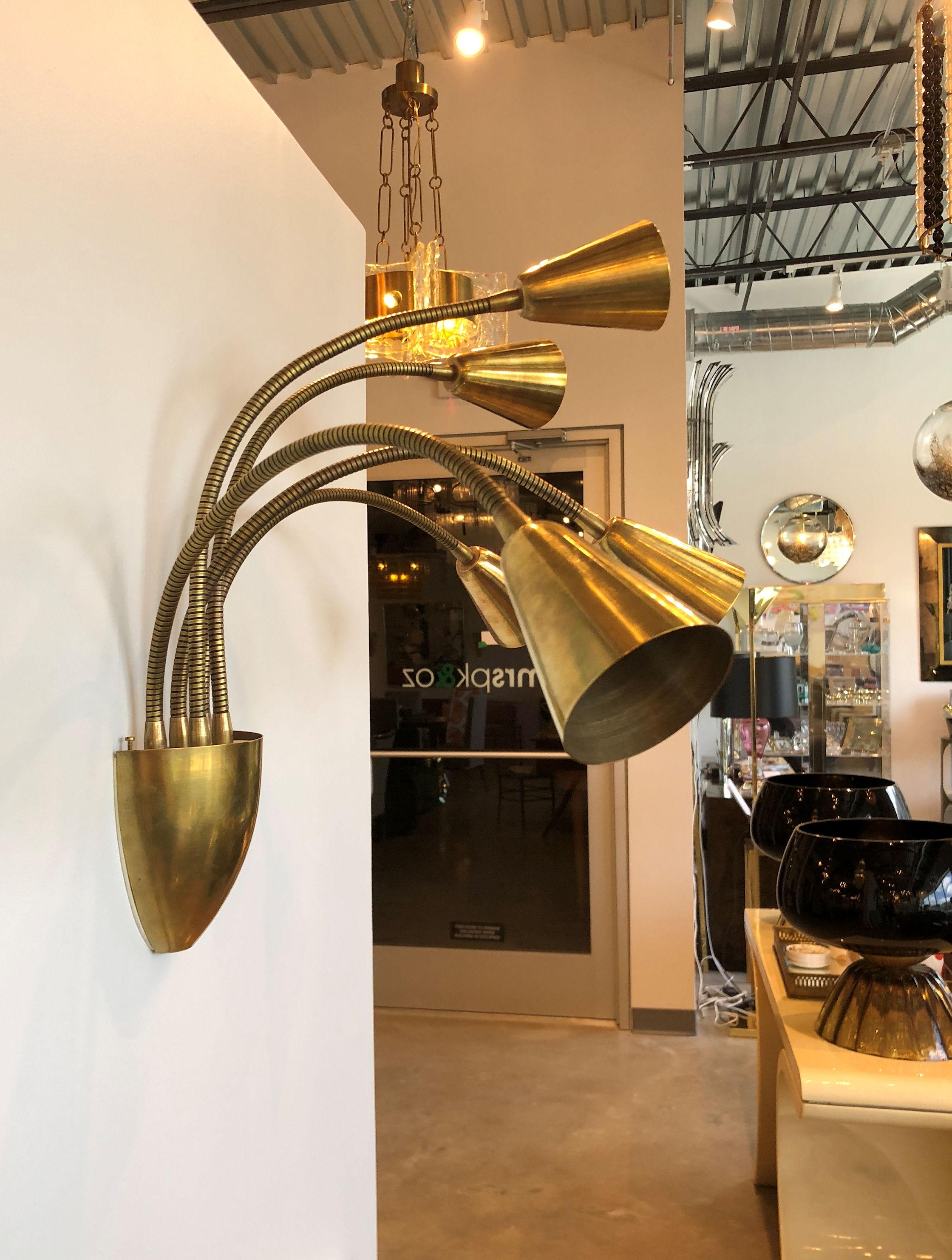 Pair of Mid-Century Modern Brass Articulated Sconces, by Sarfatti for Arteluce 5