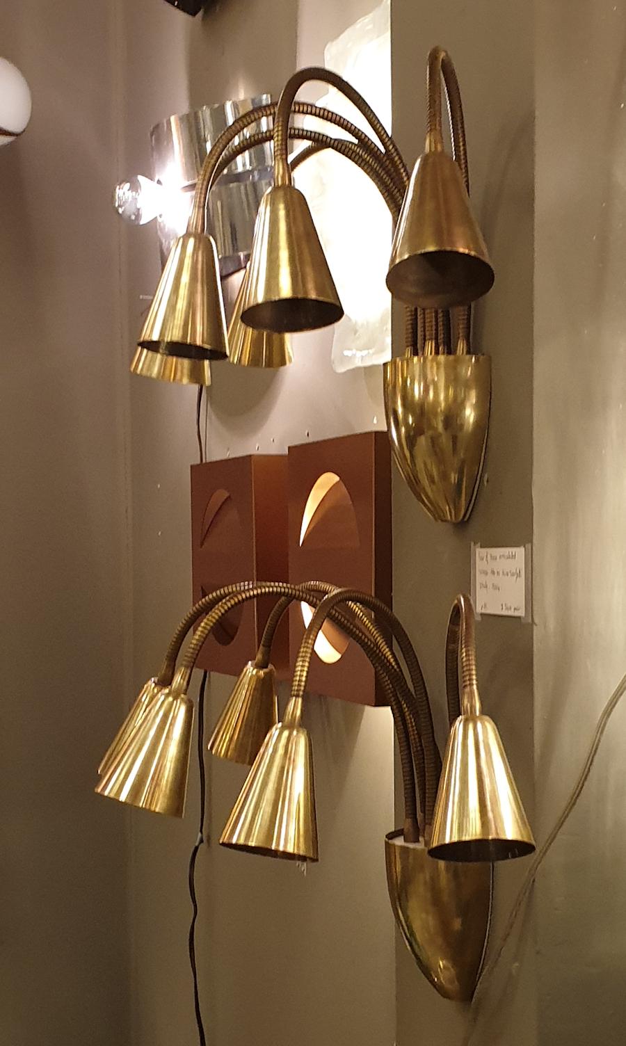 Pair of Mid-Century Modern Brass Articulated Sconces, by Sarfatti for Arteluce 8