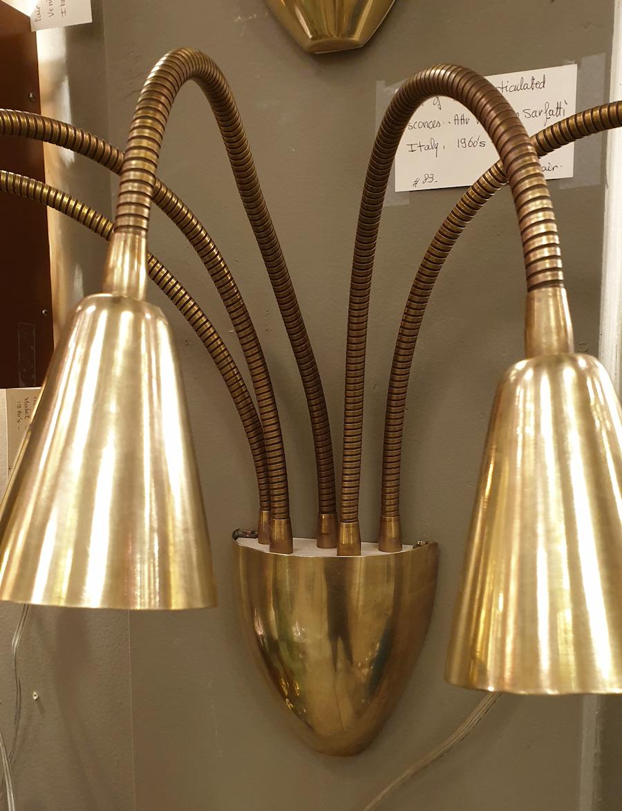 Pair of Mid-Century Modern Brass Articulated Sconces, by Sarfatti for Arteluce 9