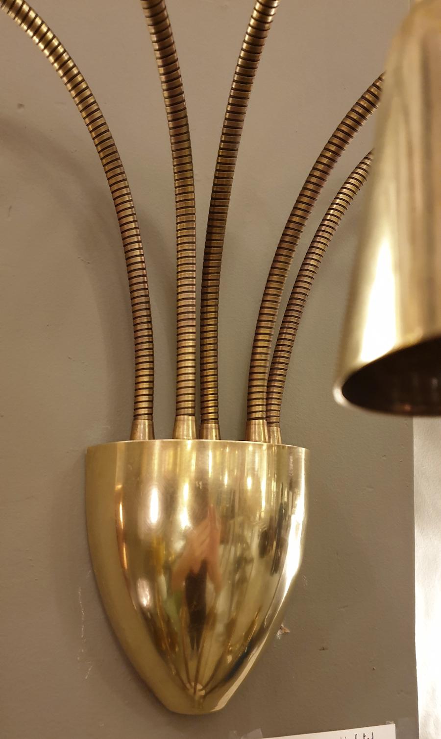 Pair of Mid-Century Modern Brass Articulated Sconces, by Sarfatti for Arteluce 10