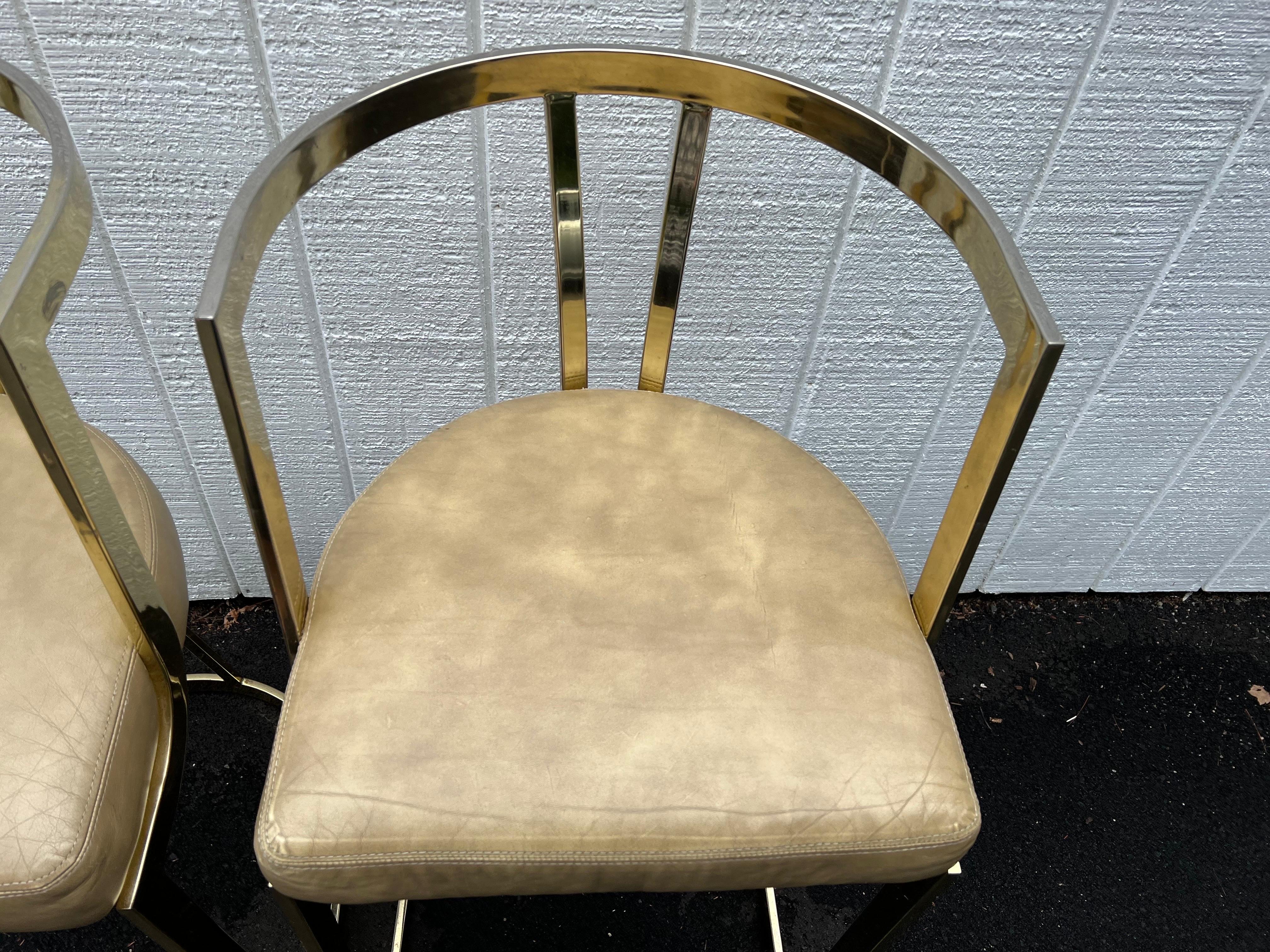 Pair of Mid-Century Modern Brass Bar Stools by Swain 5