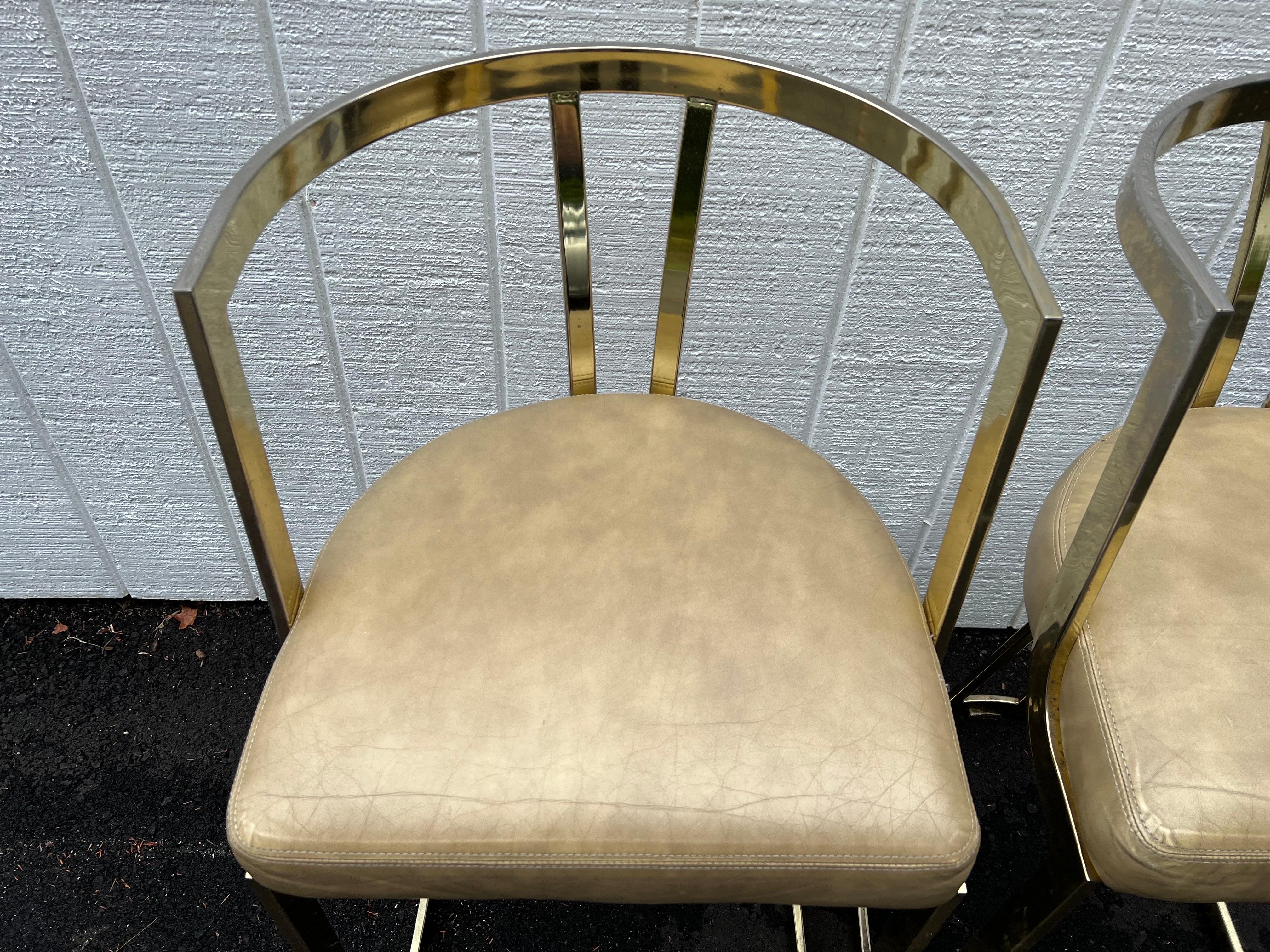 Pair of Mid-Century Modern Brass Bar Stools by Swain 6