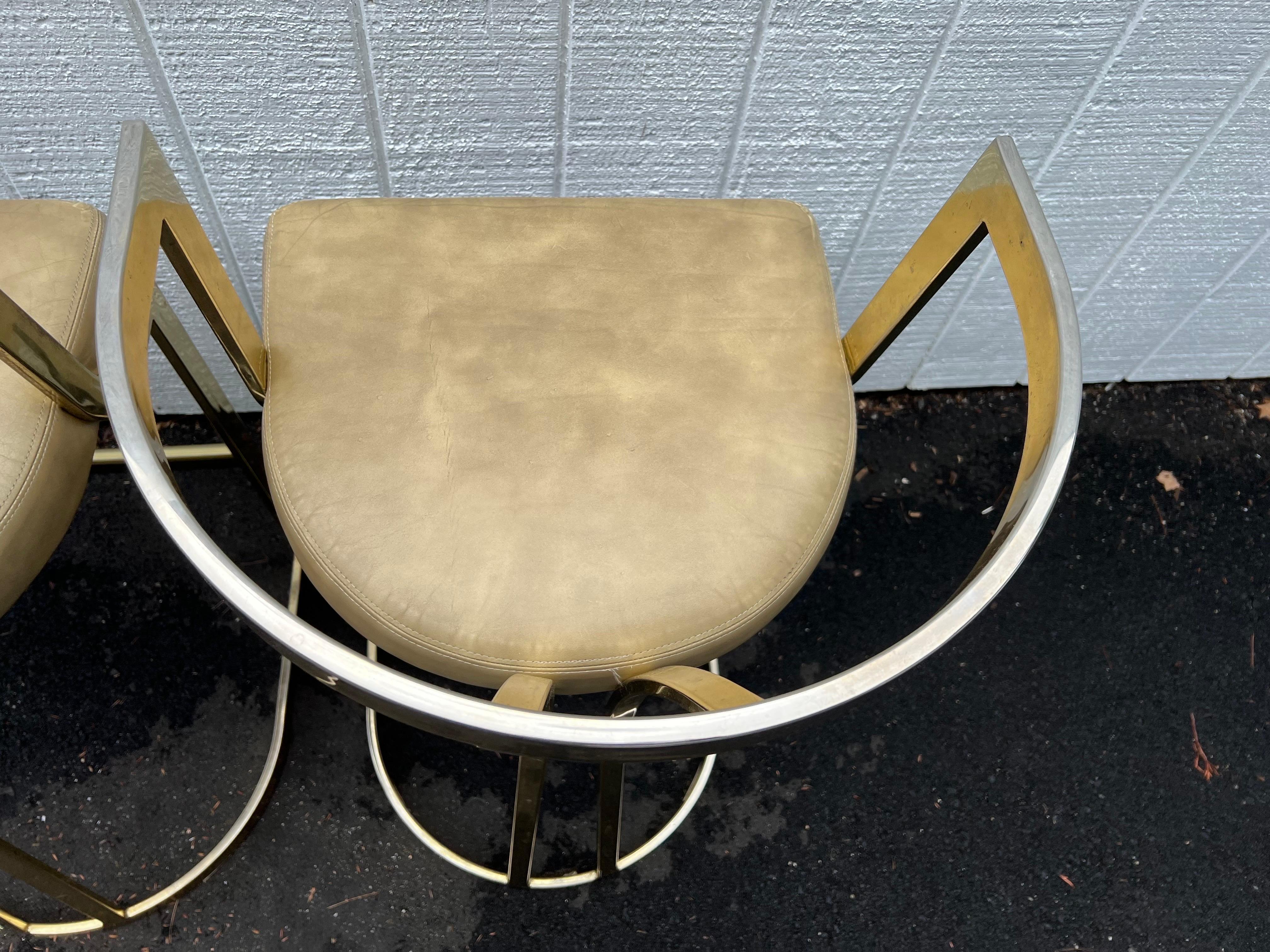 Pair of Mid-Century Modern Brass Bar Stools by Swain 7
