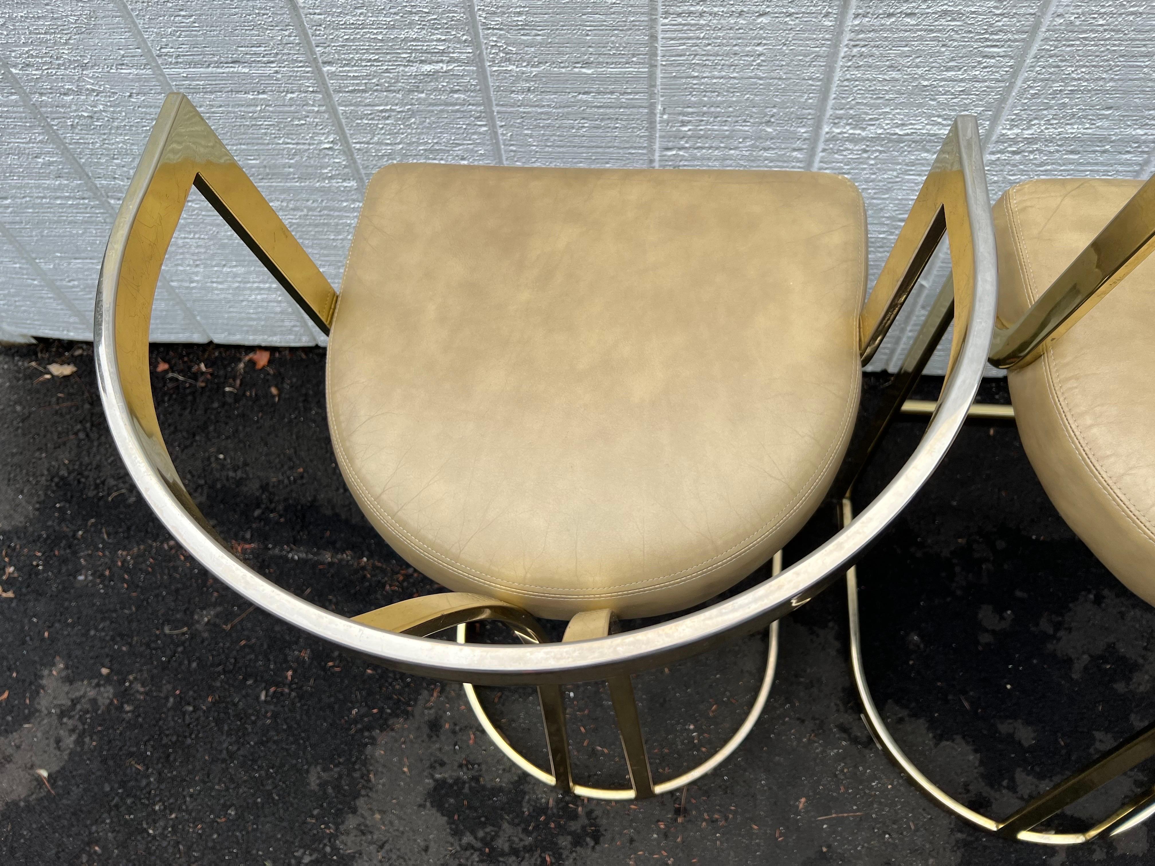 Pair of Mid-Century Modern Brass Bar Stools by Swain 8