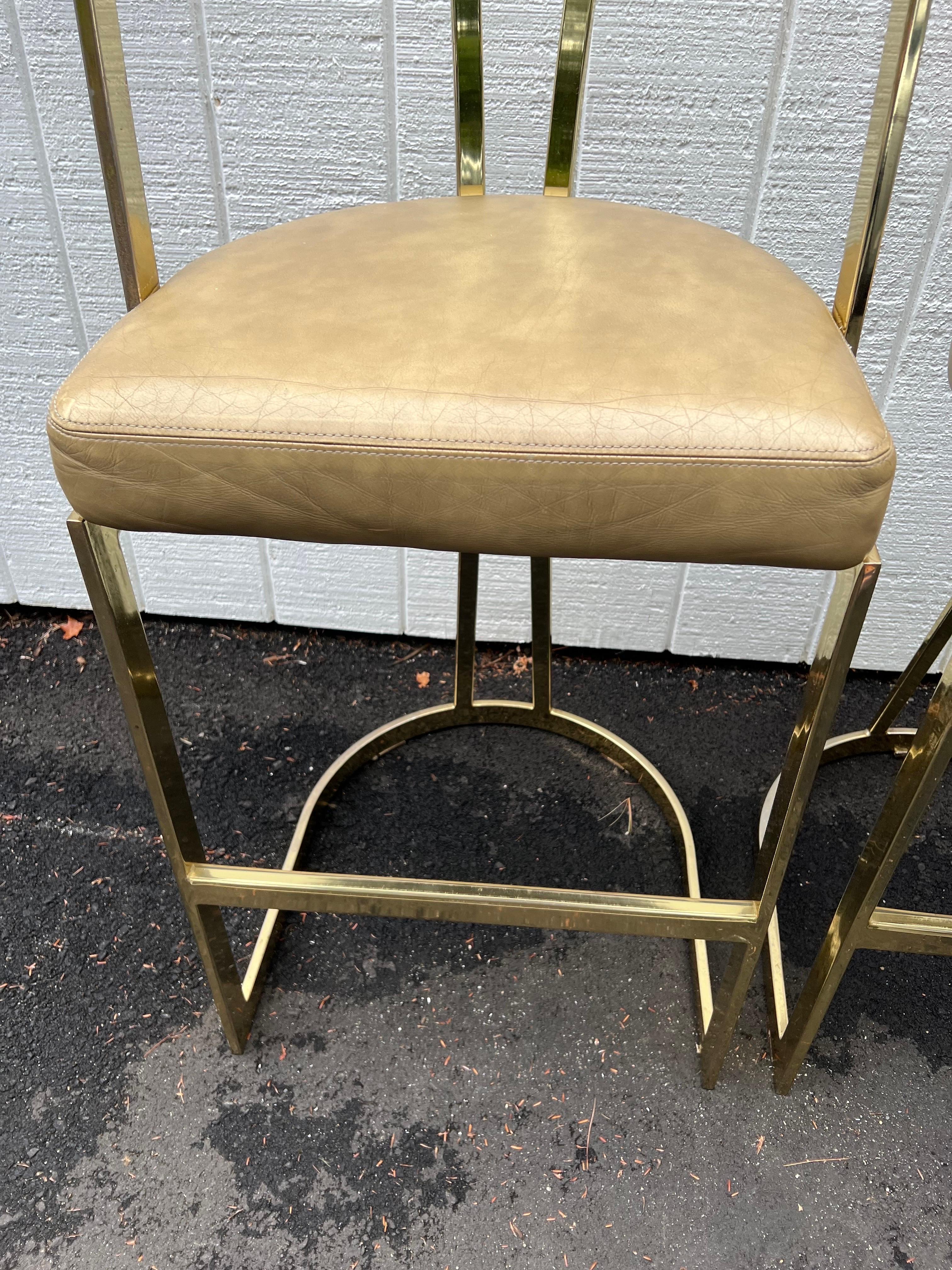 Pair of Mid-Century Modern Brass Bar Stools by Swain 9