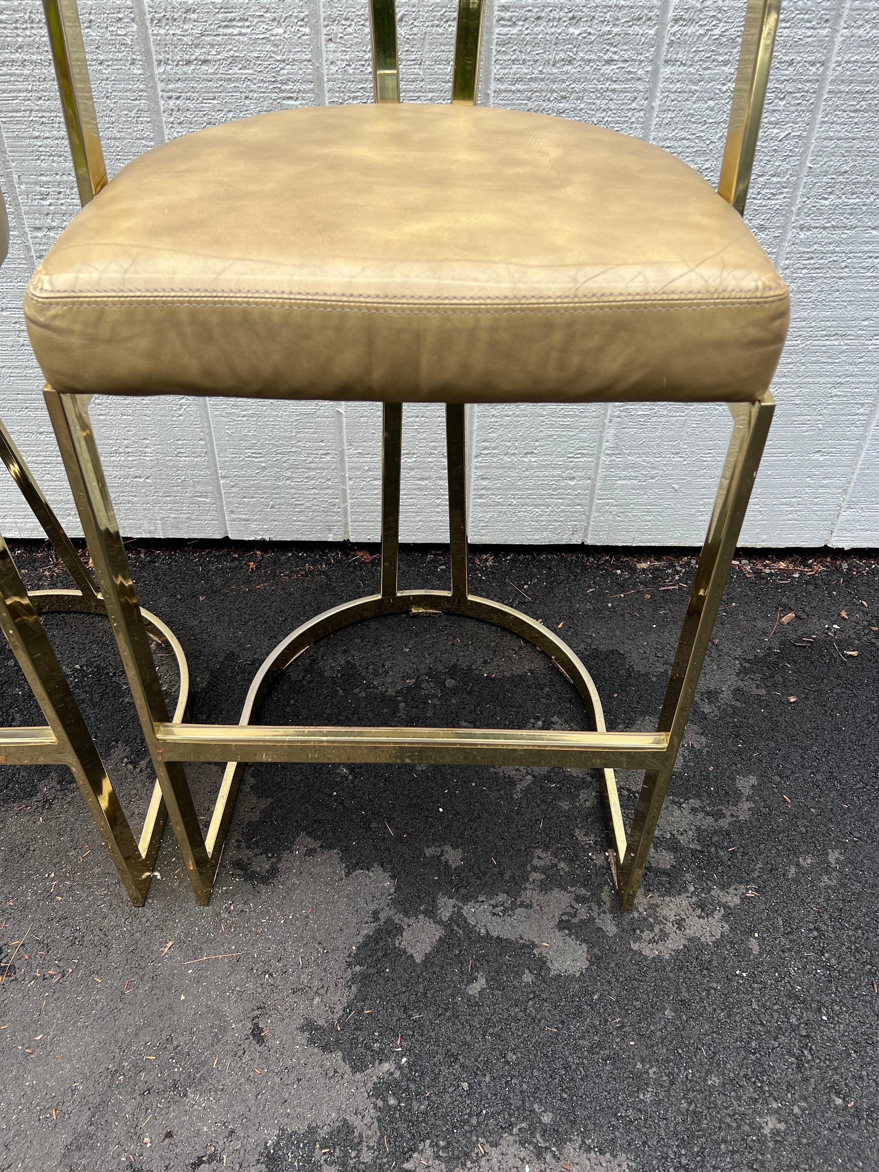 Pair of Mid-Century Modern Brass Bar Stools by Swain 10