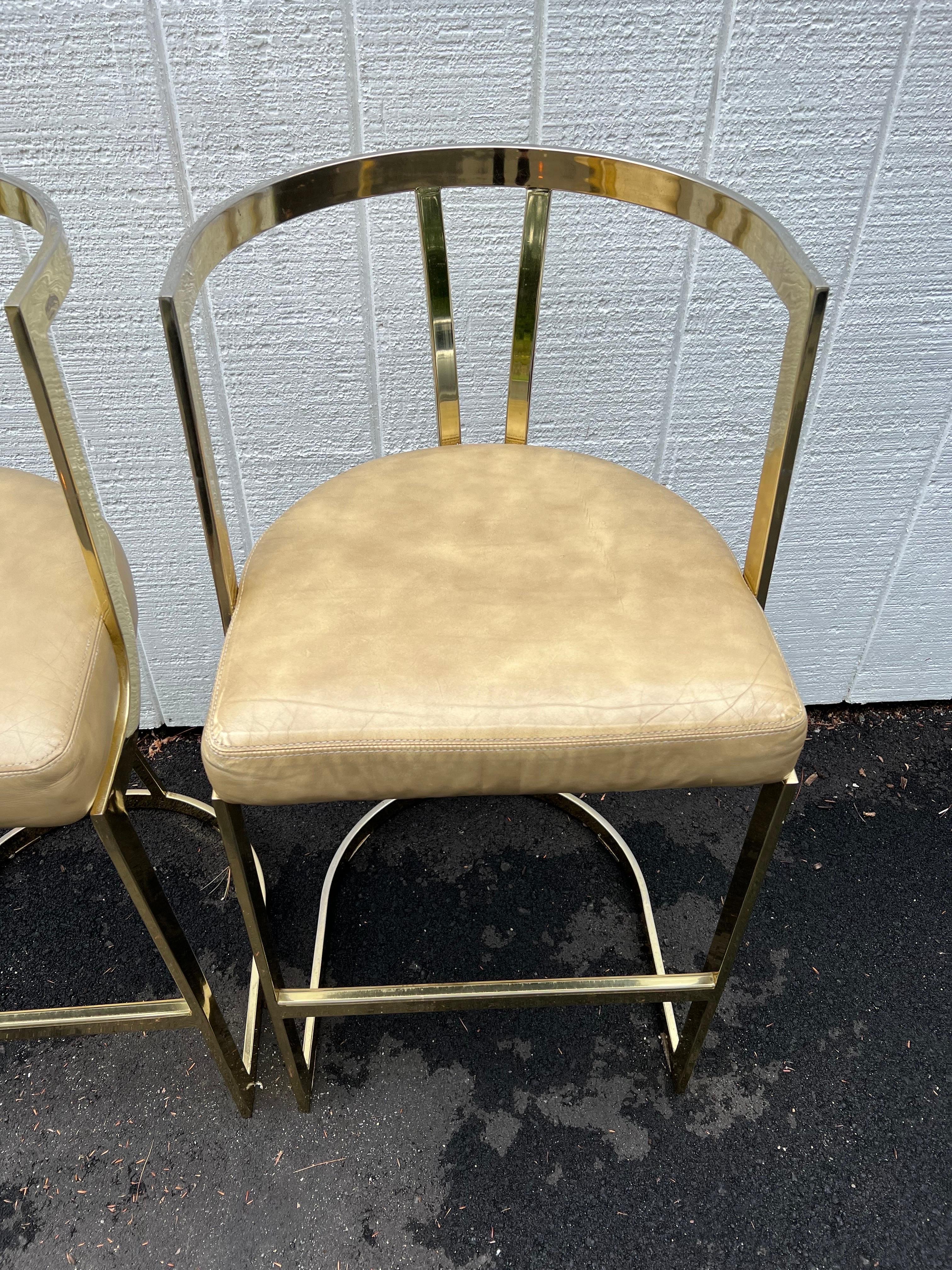 Pair of Mid-Century Modern Brass Bar Stools by Swain 11