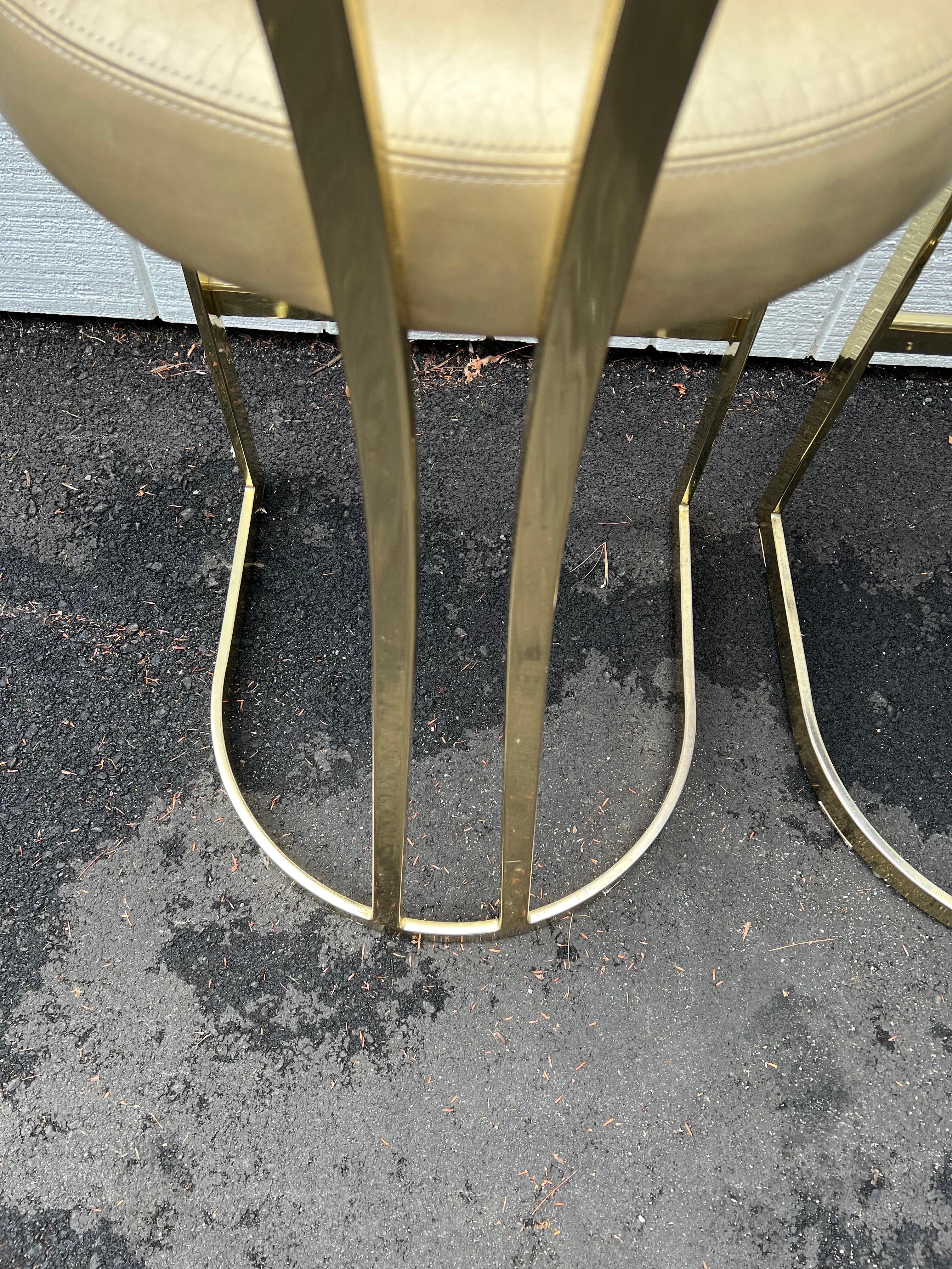 Pair of Mid-Century Modern Brass Bar Stools by Swain 13