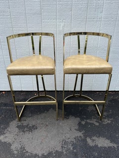 Pair of Mid-Century Modern Brass Bar Stools by Swain