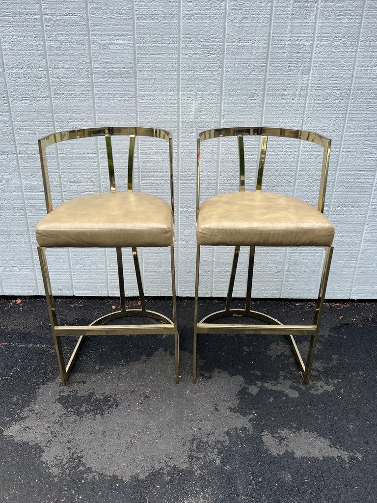 Pair of MidCentury Modern Brass Bar Stools by Swain For Sale at 1stDibs