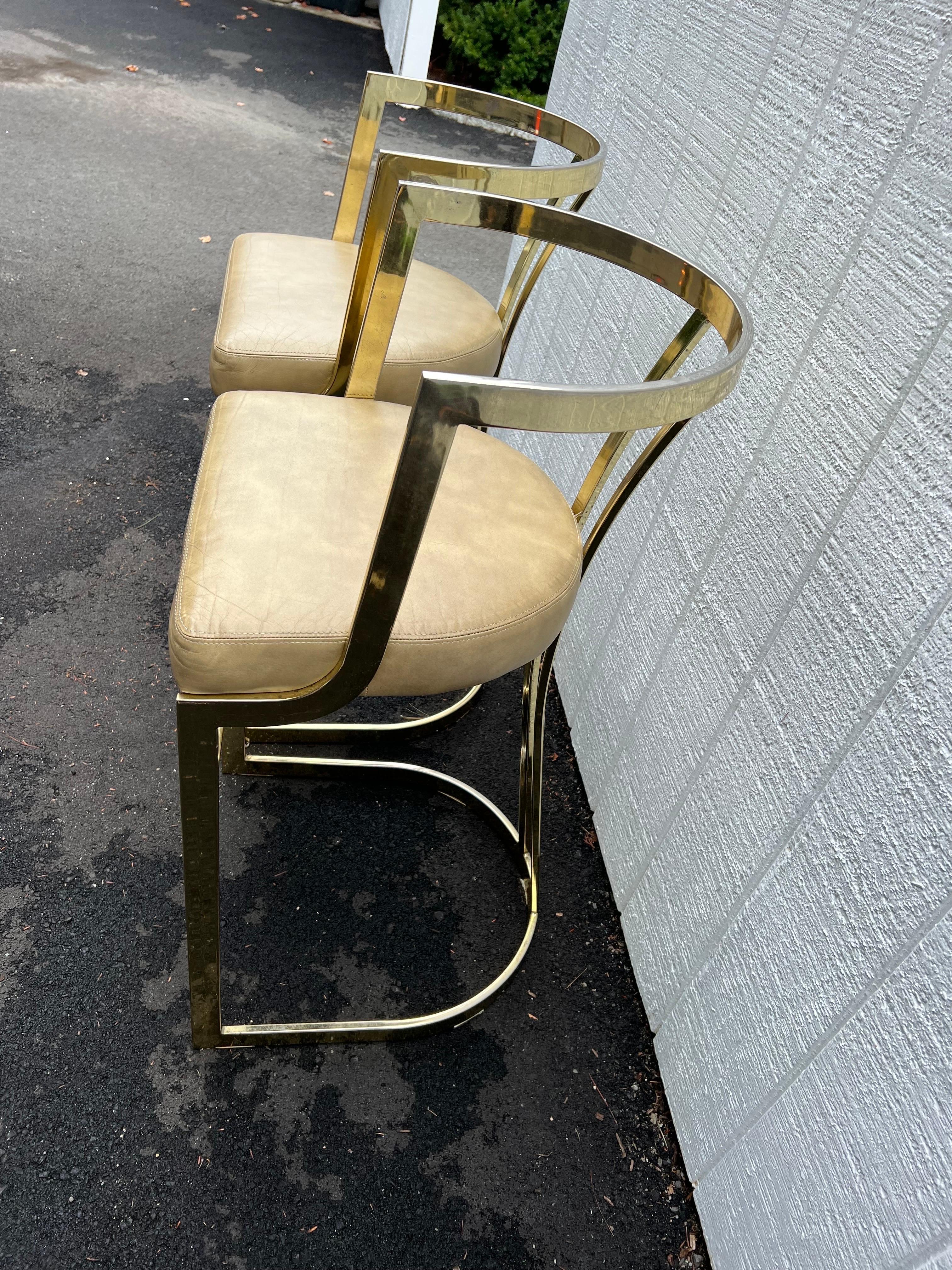 Pair of Mid-Century Modern Brass Bar Stools by Swain 4
