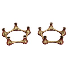 Pair of Mid Century Modern brass candle holders by Jens Quistgaard, Denmark
