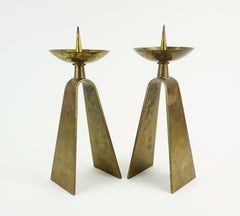 coppia di portacandele in ottone della metà del secolo scorso, anni '50/'60