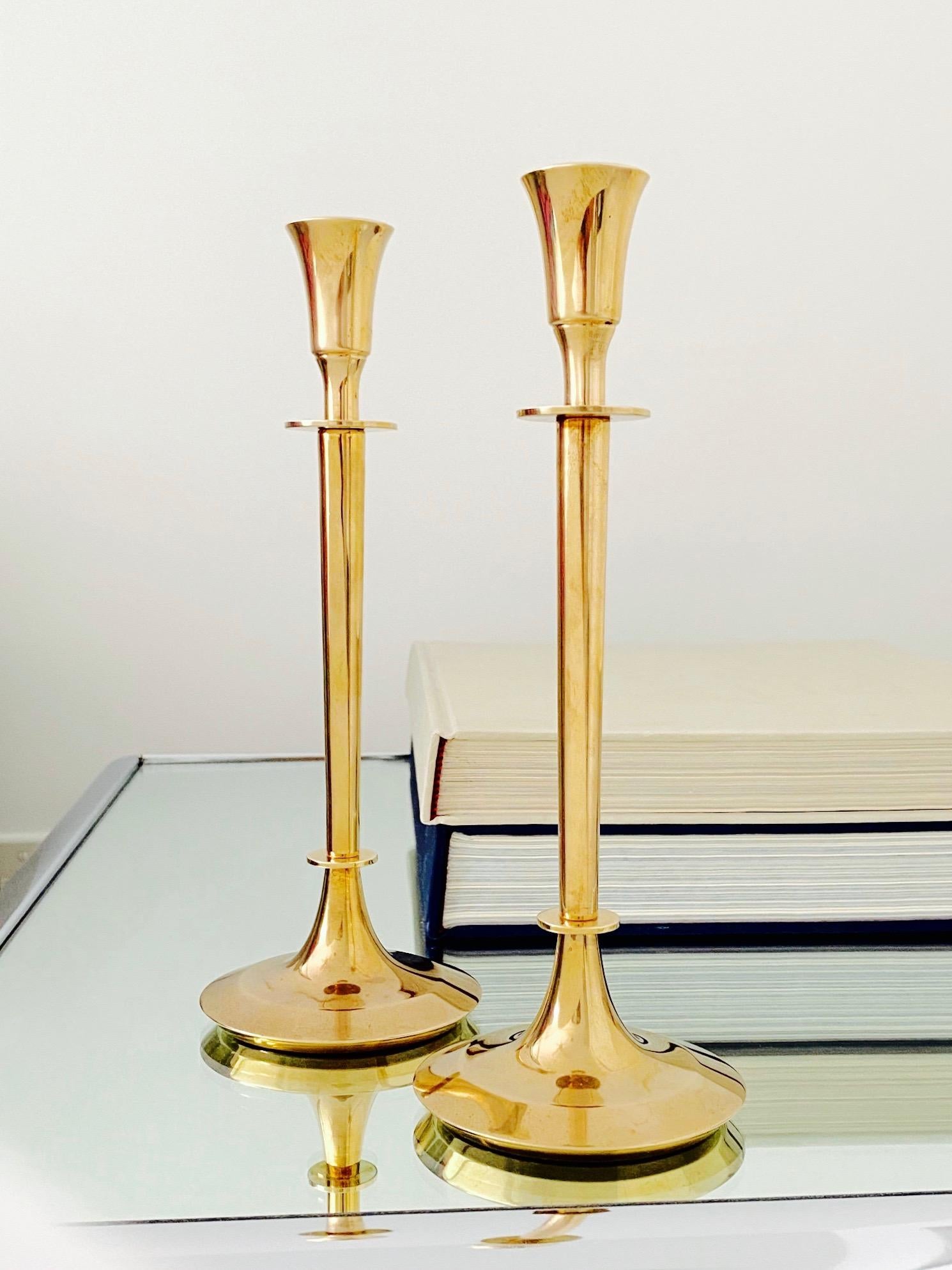 Pair of Mid-Century Modern Brass Candlesticks, Sweden, c. 1960's 6