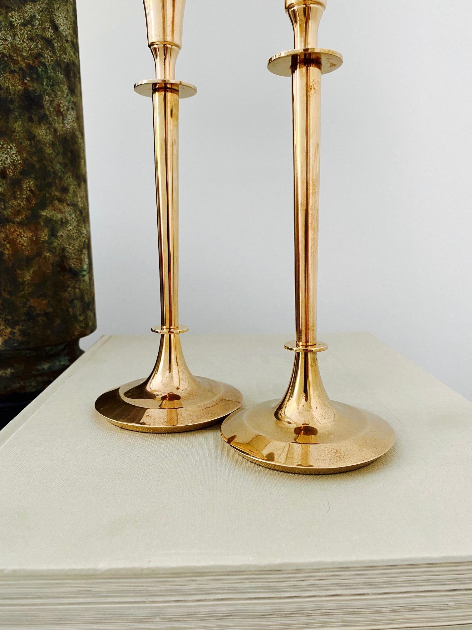 Pair of Mid-Century Modern Brass Candlesticks, Sweden, c. 1960's 1