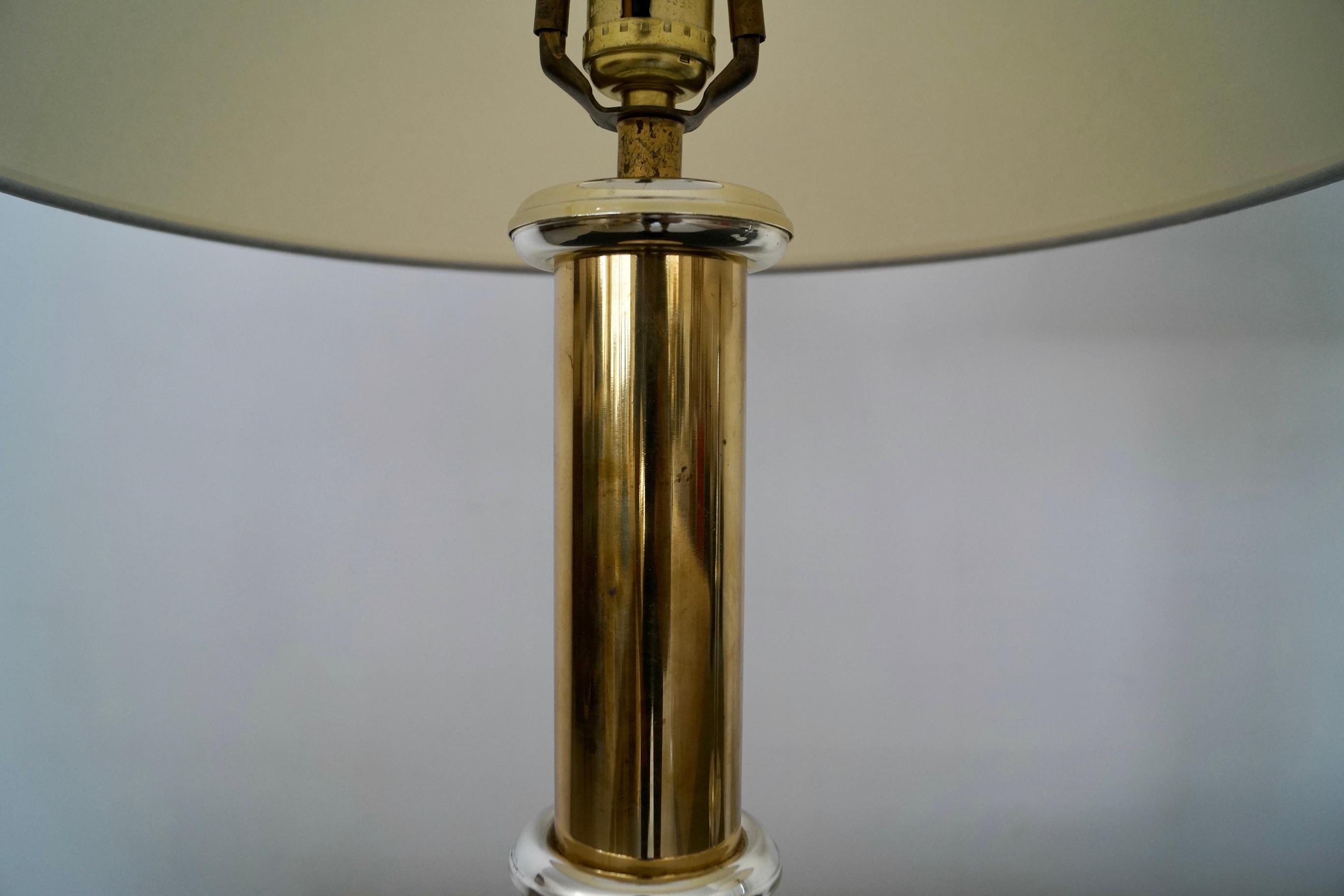 Pair of Mid-Century Modern Brass & Chrome Table Lamps For Sale 6