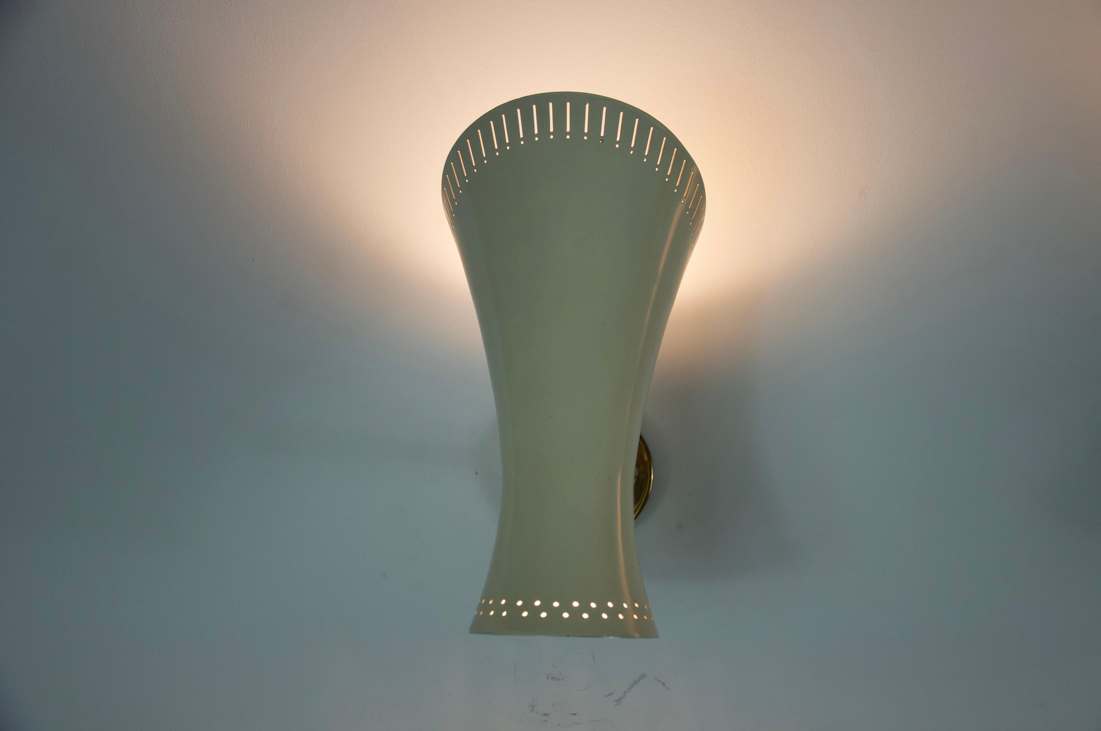 Coppia di lampade da parete Diabolo in ottone della modernità di metà secolo, Germania, anni '50 in vendita 2