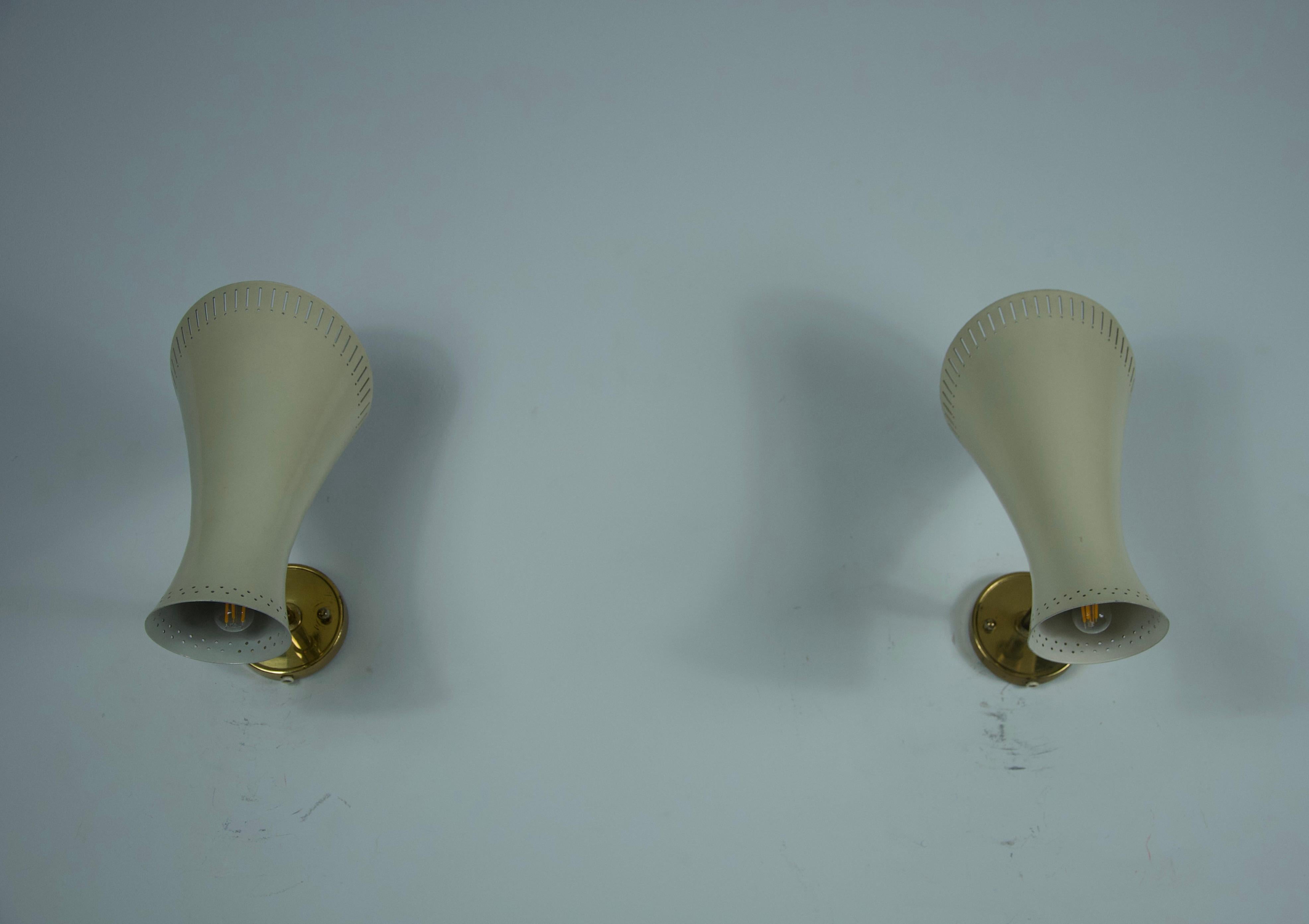 Coppia di lampade da parete Diabolo in ottone della modernità di metà secolo, Germania, anni '50 in vendita 4