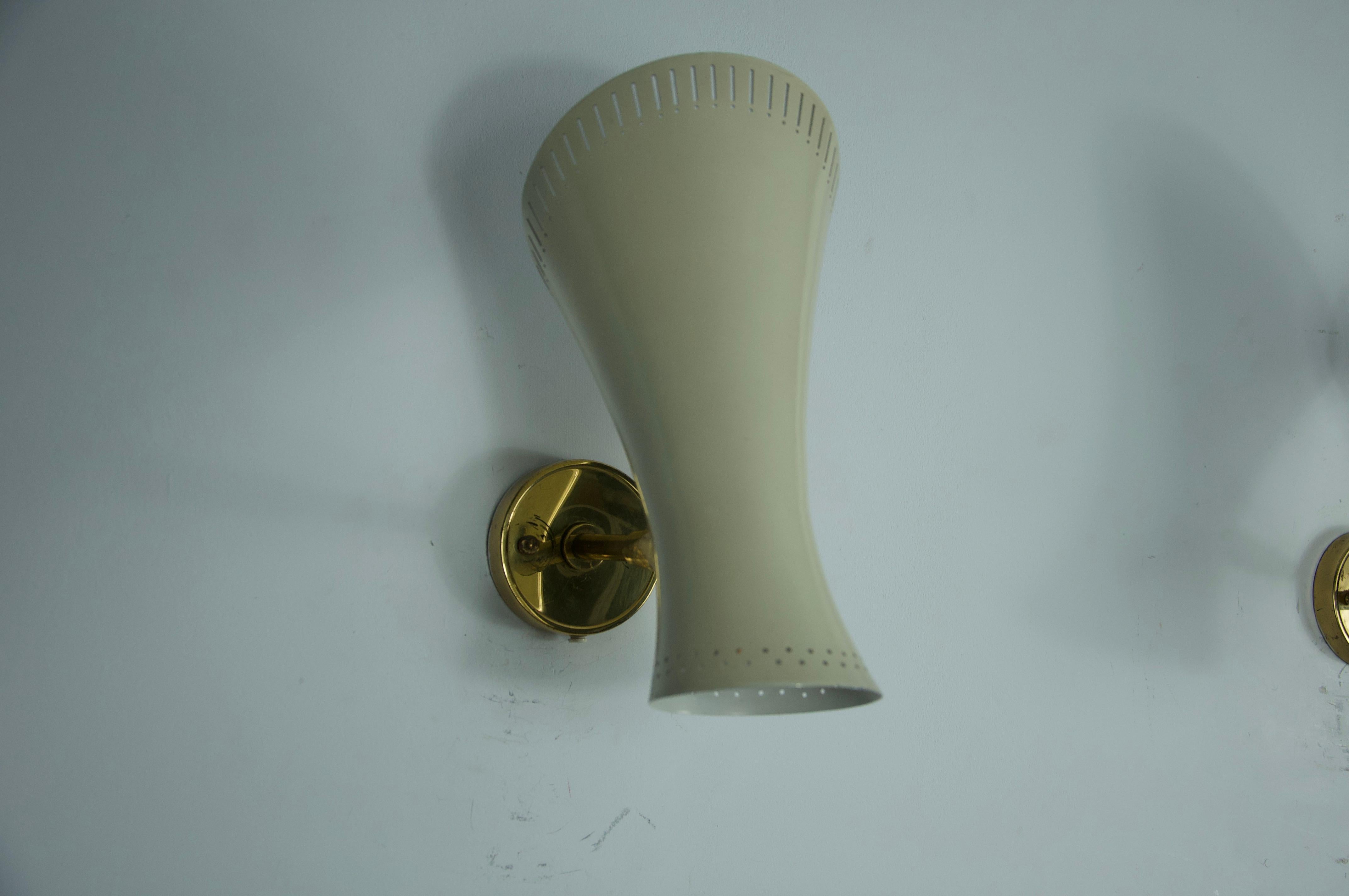 Coppia di lampade da parete Diabolo in ottone della modernità di metà secolo, Germania, anni '50 in vendita 9