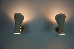 Pair of Mid-Century Modern Brass Diabolo Wall Lamps, Germany, 1950s