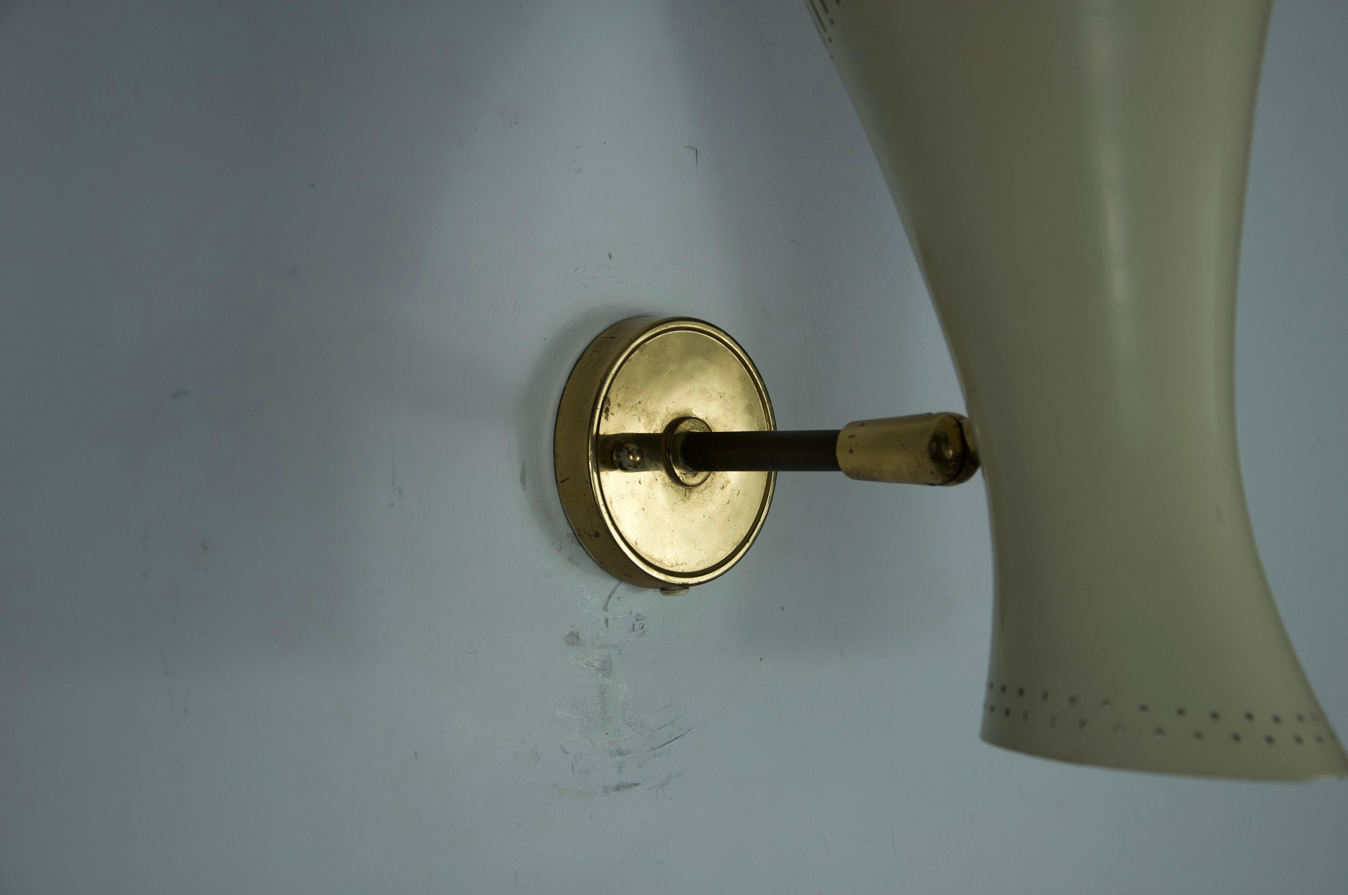 Coppia di lampade da parete Diabolo in ottone della modernità di metà secolo, Germania, anni '50 in vendita 12