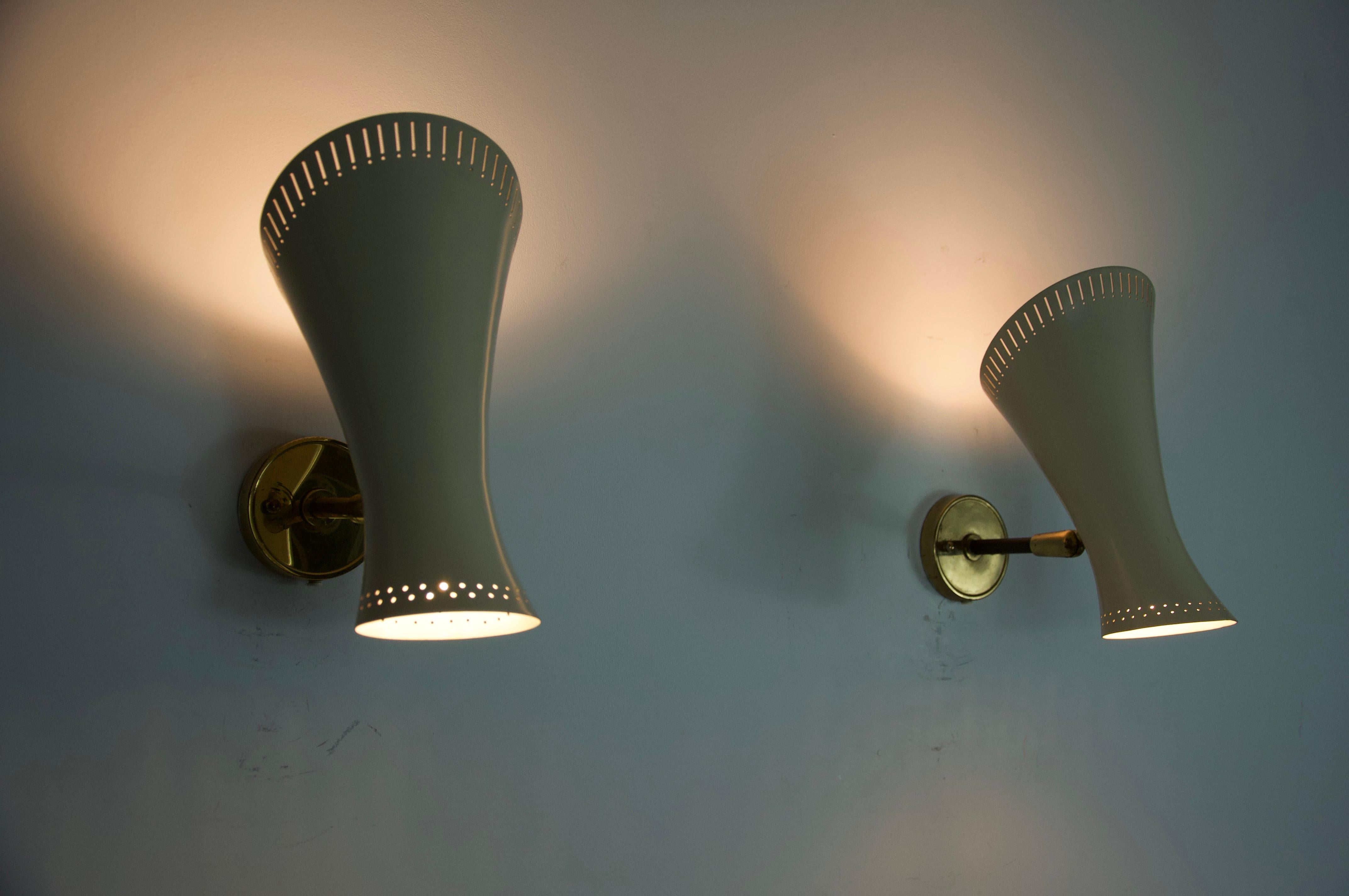 Coppia di lampade da parete Diabolo in ottone della modernità di metà secolo, Germania, anni '50 in vendita 1