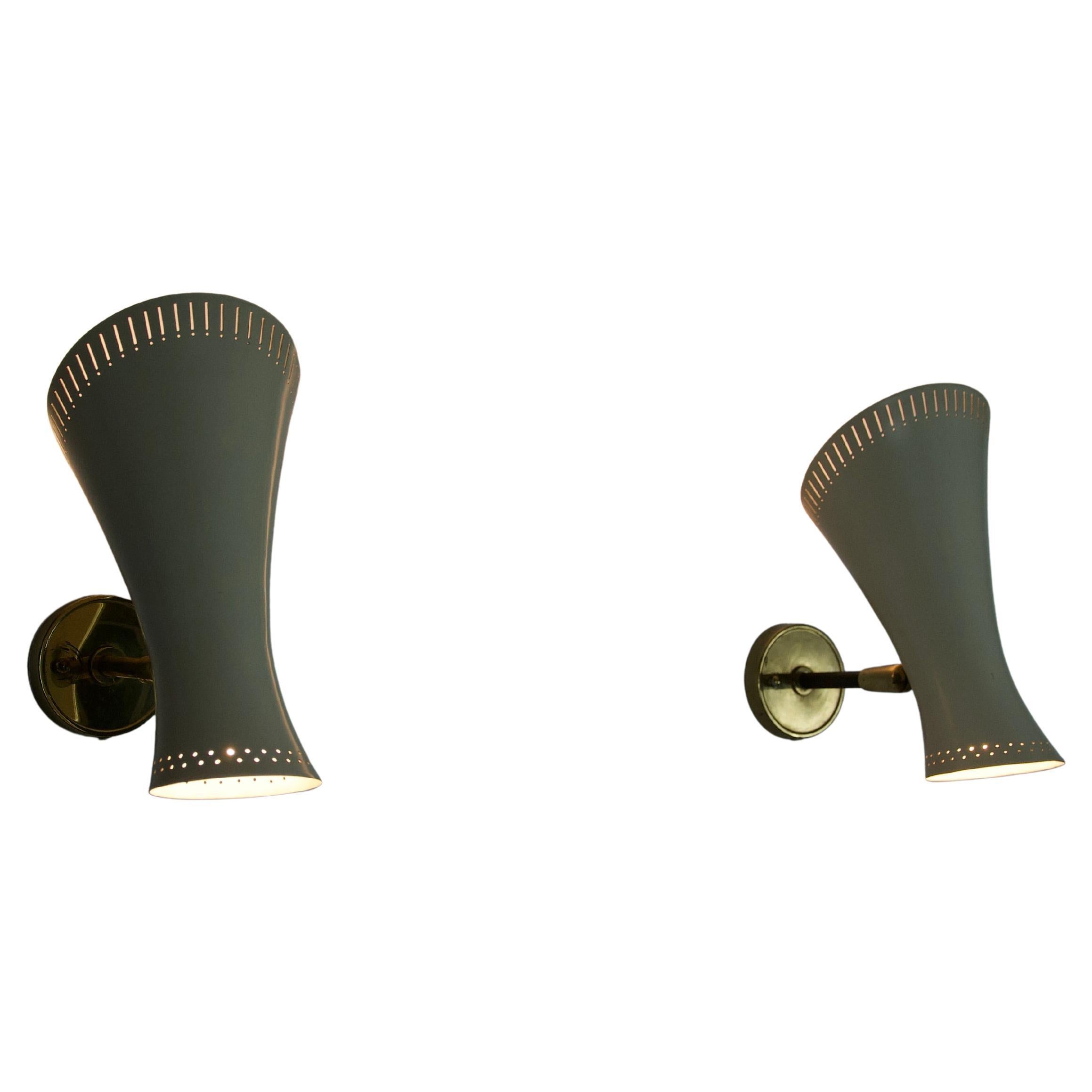 Pareja de lámparas de pared diábolo de latón modernas de mediados de siglo, Alemania, años 50
