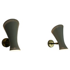 Pareja de lámparas de pared diábolo de latón modernas de mediados de siglo, Alemania, años 50