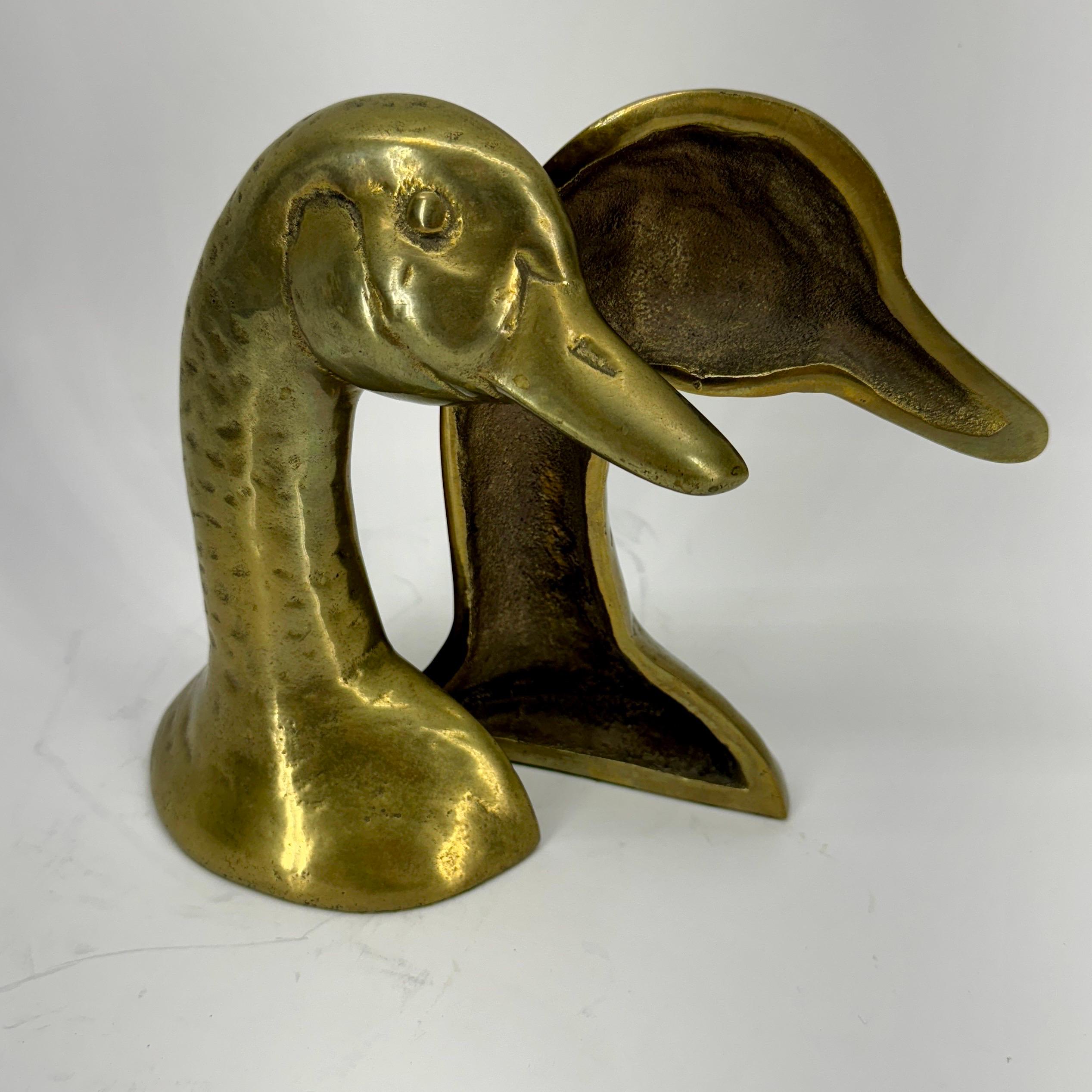 Pair of Mid-Century Modern Brass Duck Bookends For Sale 11