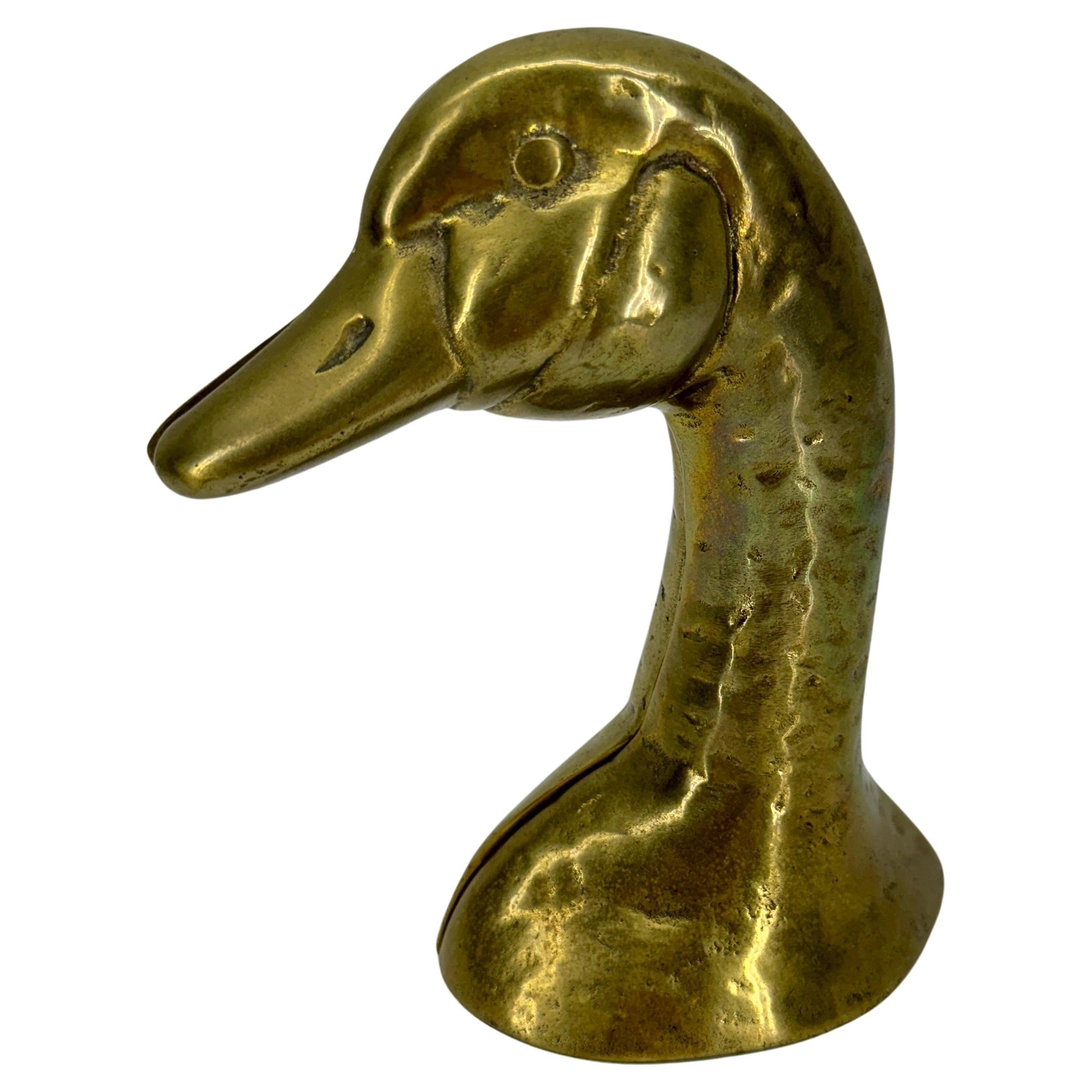 English Pair of Mid-Century Modern Brass Duck Bookends For Sale