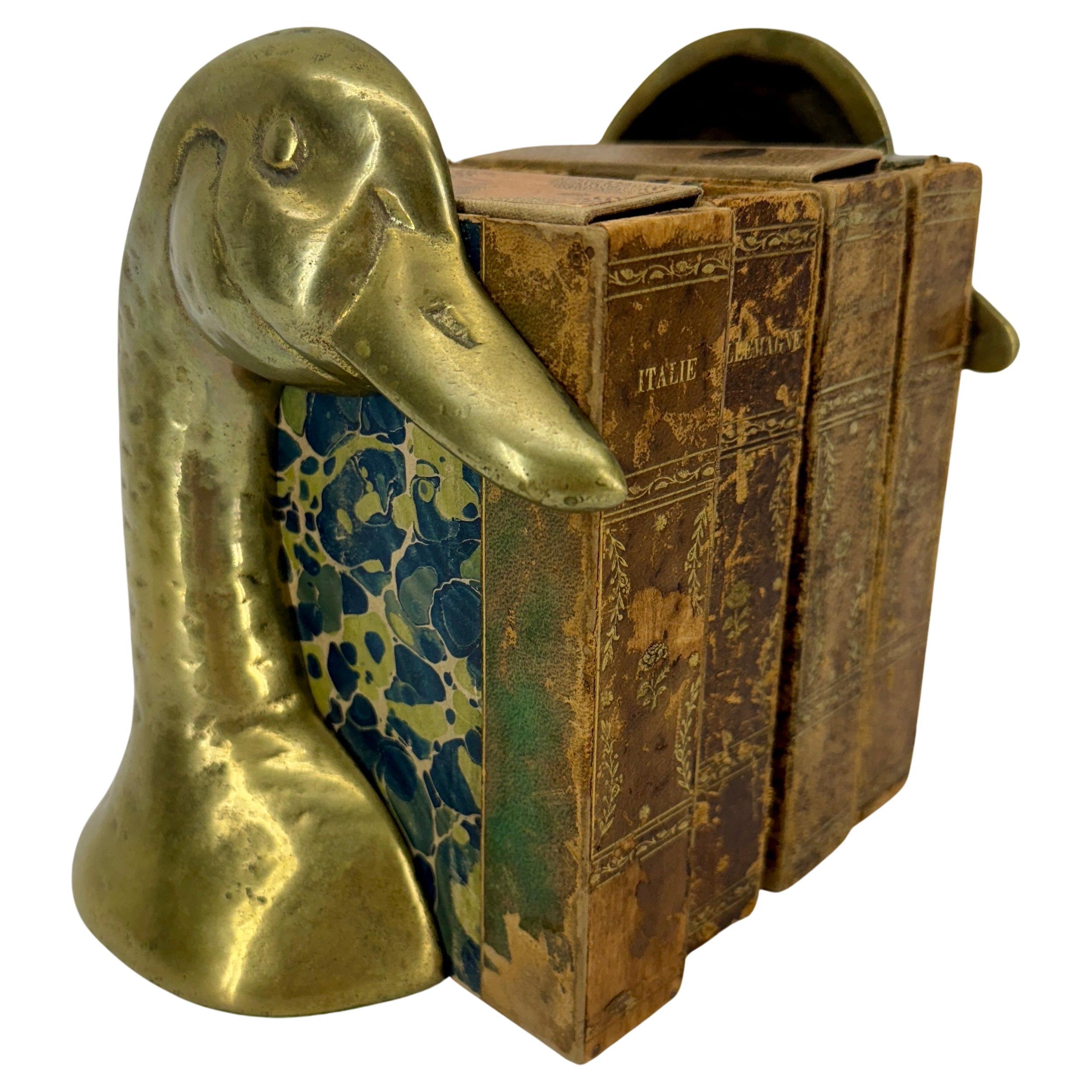Pair of Mid-Century Modern Brass Duck Bookends For Sale 2
