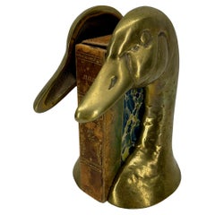 Vintage Pair of Mid-Century Modern Brass Duck Bookends