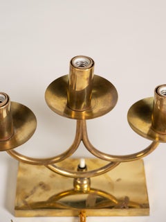 Pair of Mid-Century Modern Brass Electric Candelabra Lamps, Italy, 1940-1949
