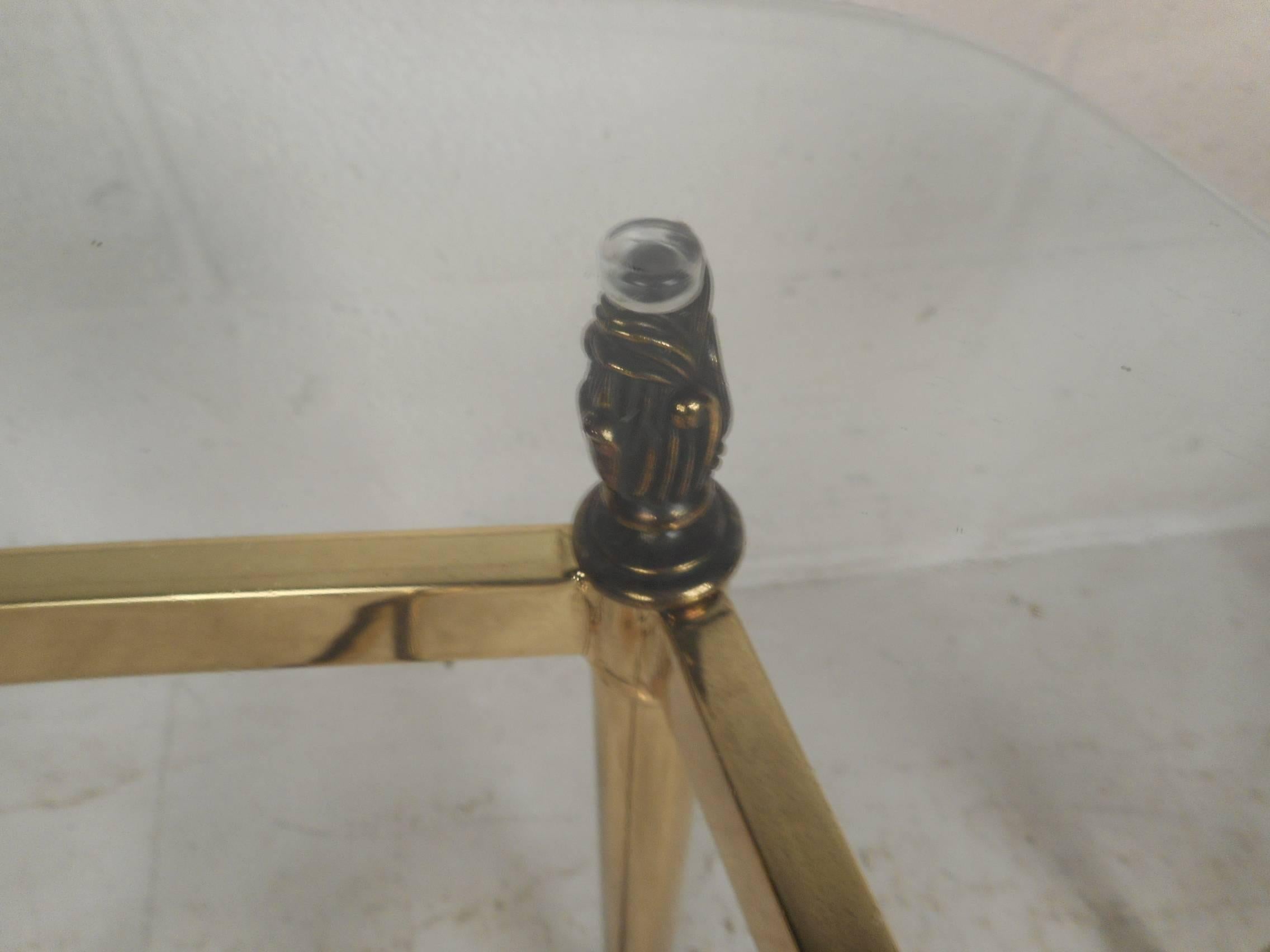 vintage brass and glass side table