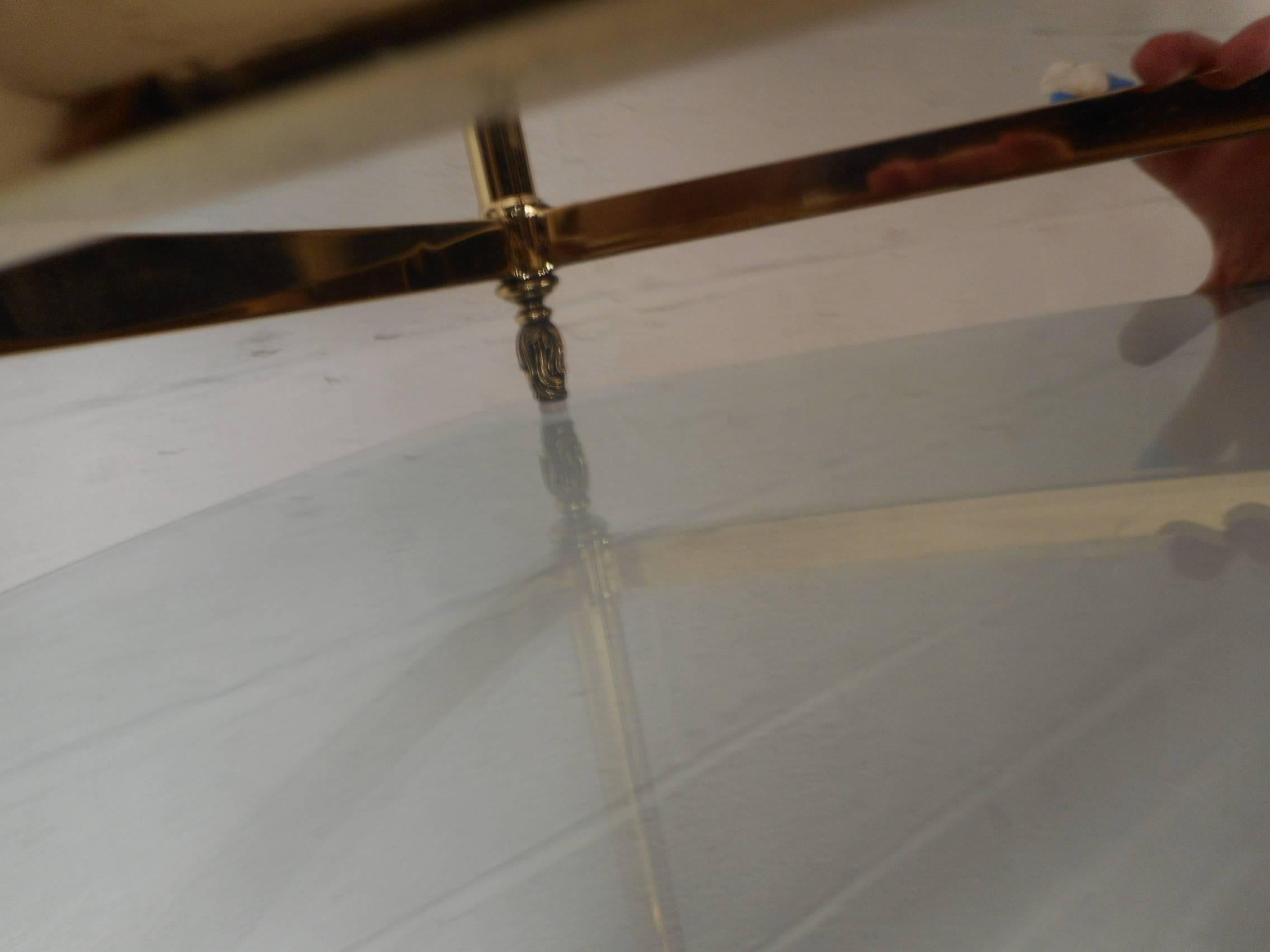 glass and brass end tables