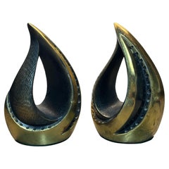 Pair of Mid-Century Modern Brass "Flame" Bookends by Ben Seibel for Jenfredware