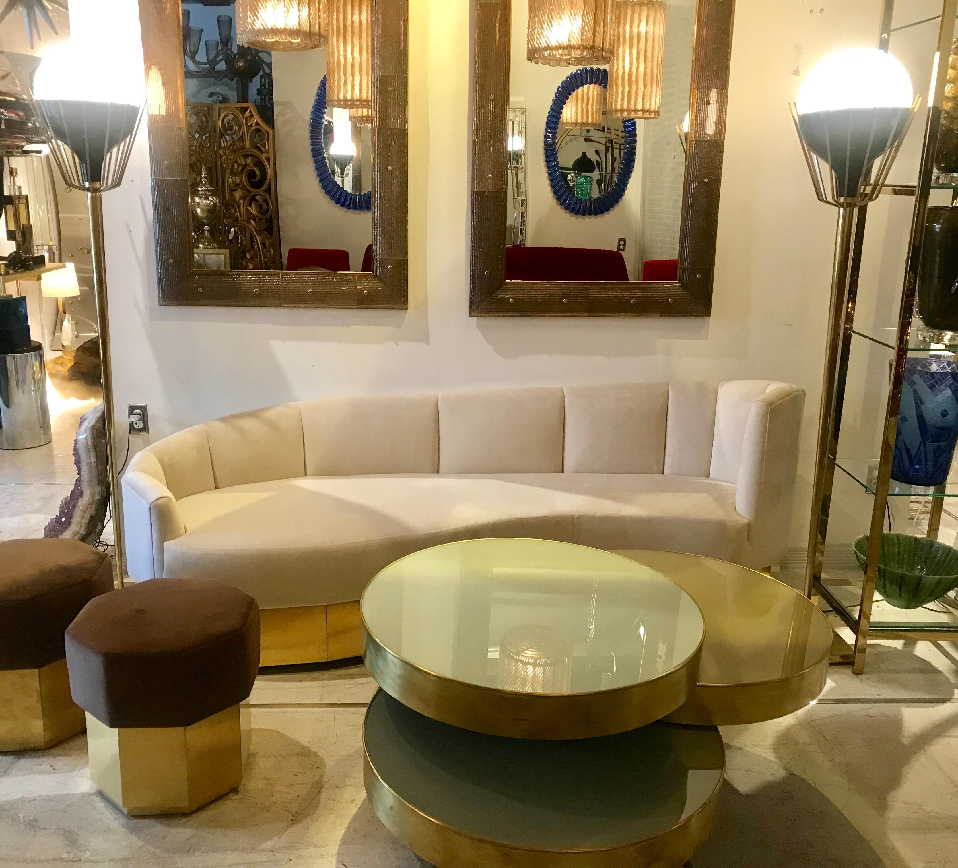 Pair of Mid-Century Modern Brass Floor Lamps with Glass Globes 10