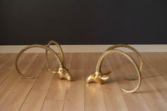 Pair of Mid-Century Modern Brass Ibex Coffee Table Bases