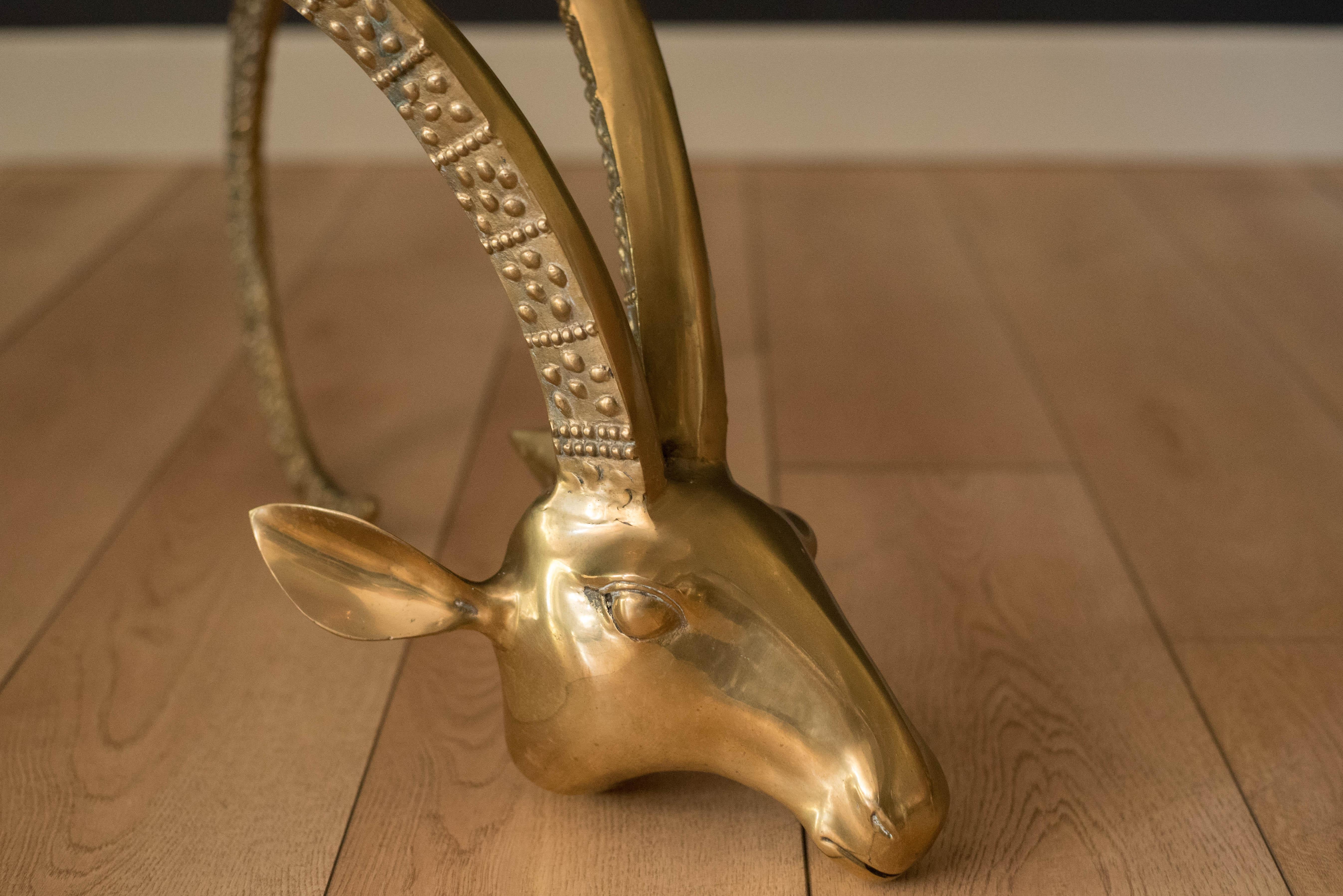 Late 20th Century Pair of Mid-Century Modern Brass Ibex Coffee Table Bases