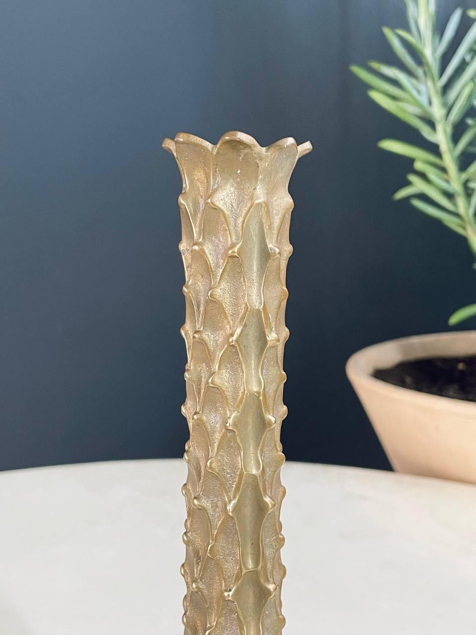 Pair of Mid-Century Modern Brass Palm Tree Candle Holders 3